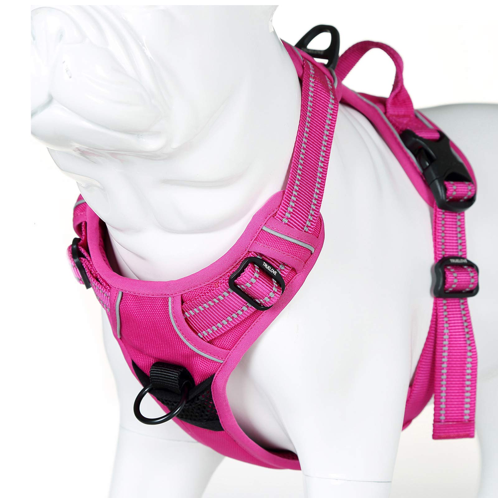 Juxzh Soft Front Dog Harness .Best Reflective No Pull Harness With Handle And 2 Leash Attachments