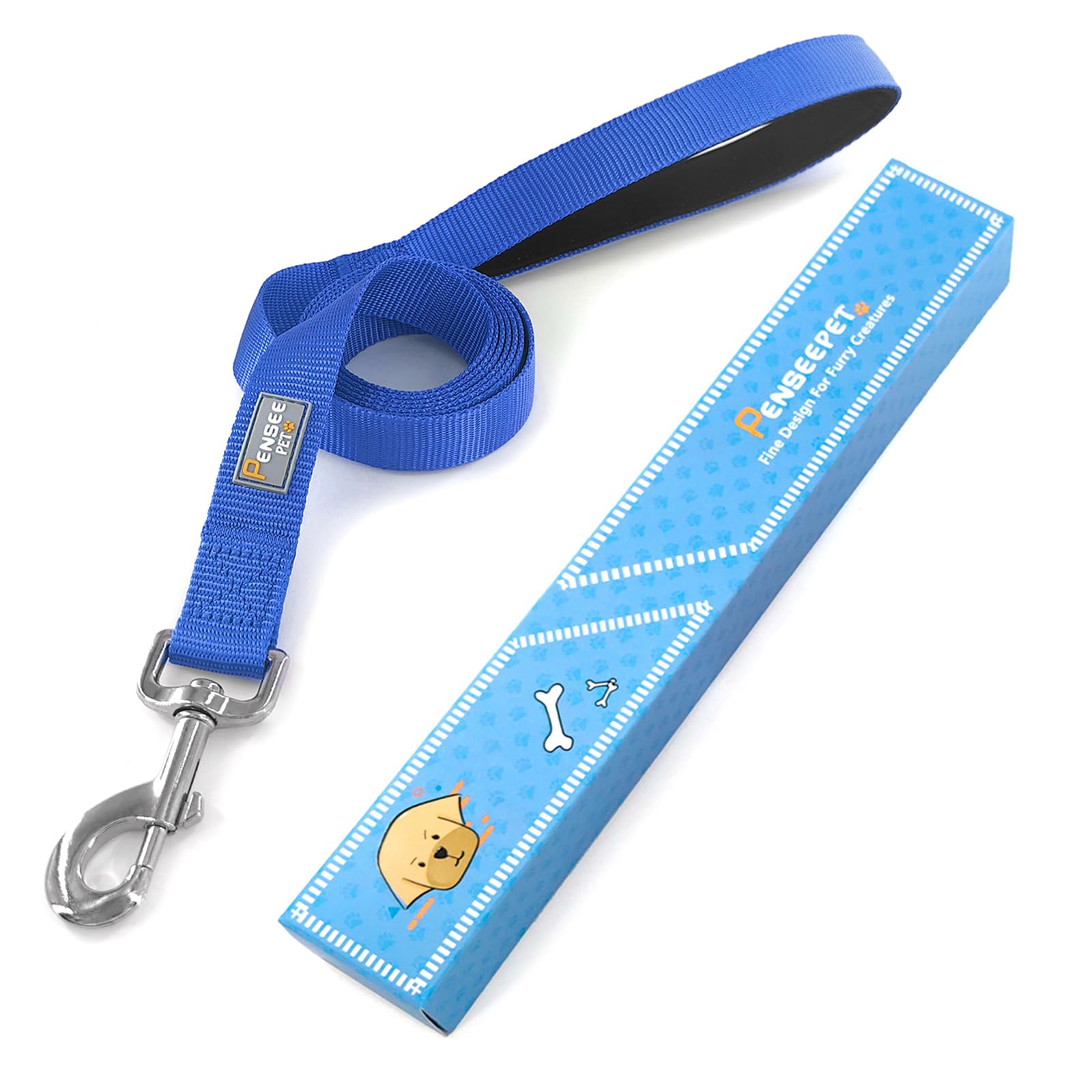 Penseepet Basic Dog Leashes 6 Ft Padded Handle Nylon Dogs Leashes For Medium Dogs Blue