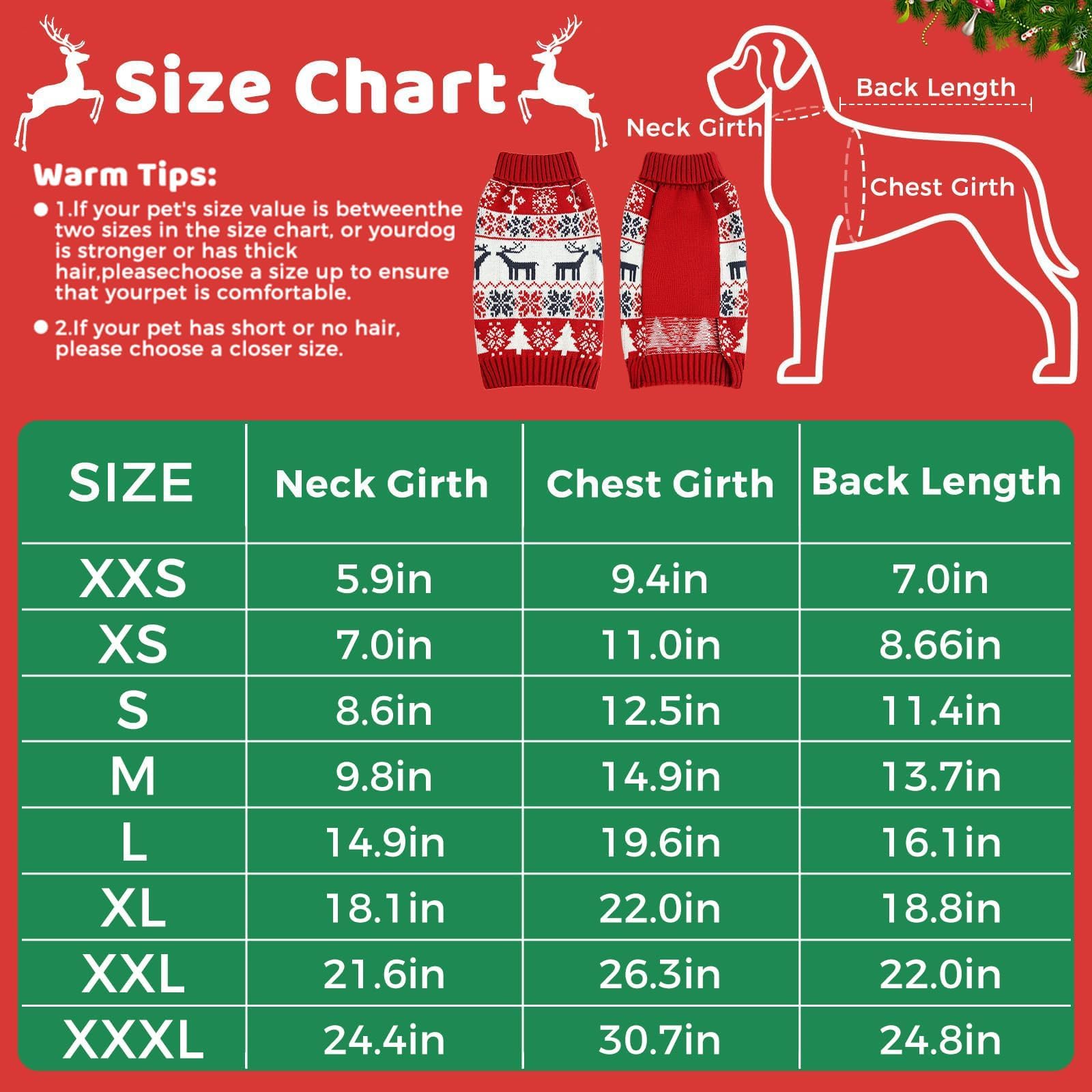 Christmas Dog Sweaters For Small, Medium, Large Dogs - Turtleneck, Soft, Warm, Double Knitting - Cat Clothes Xxs