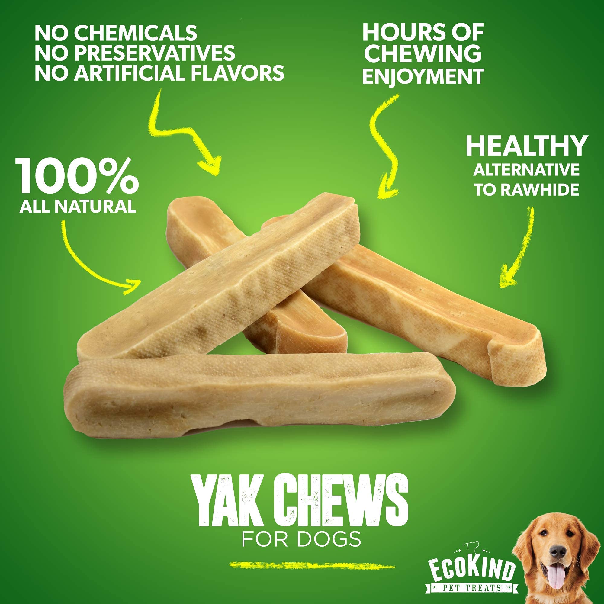 EcoKind Premium Gold Yak Cheese Himalayan Dog Chews, Healthy Dog Treats for Small Dogs, All Natural, High Protein Dog Chew, Chee