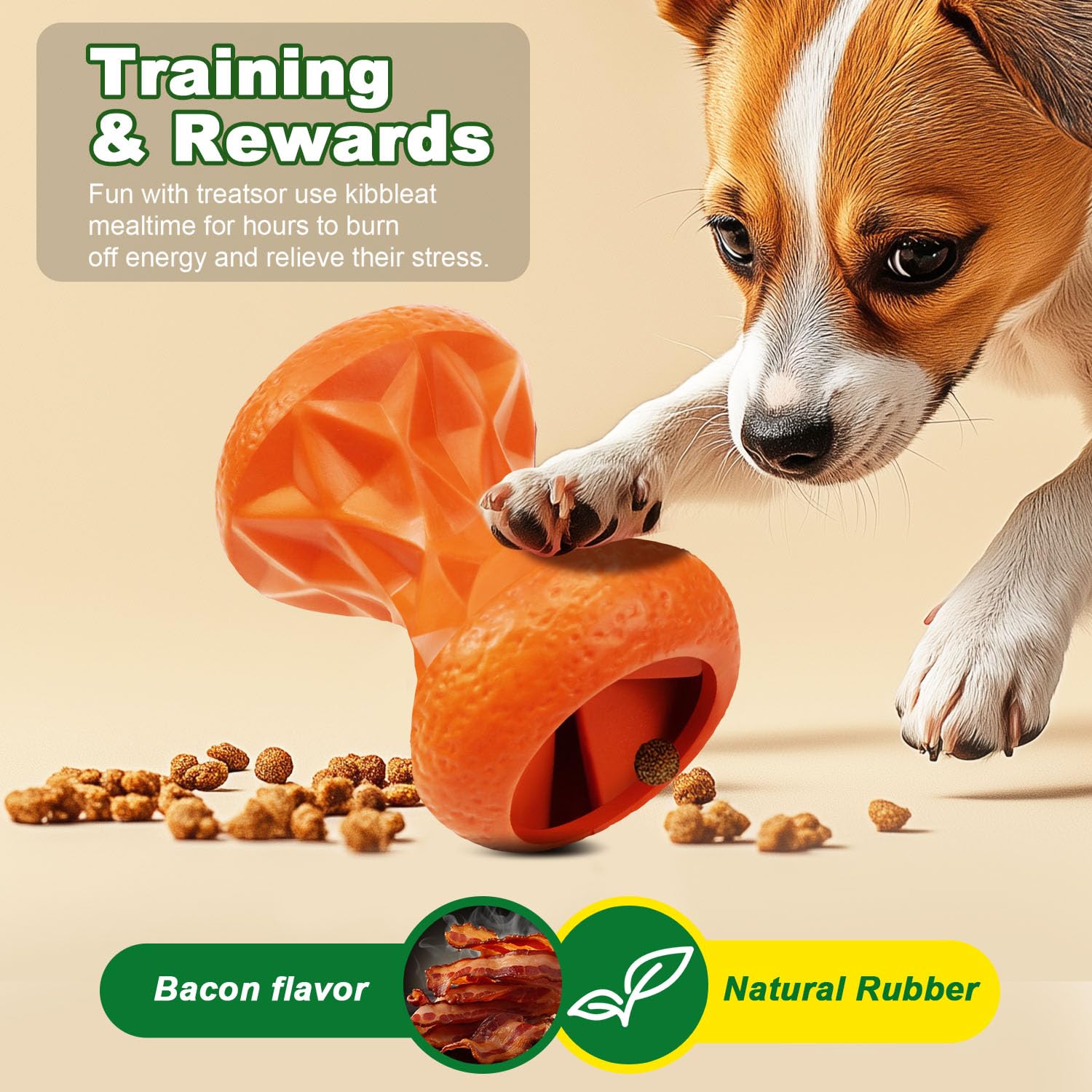Doudele Rubber Dog Toys Treat Dispensing - Super Tough Treat Toys for Aggressive chewers Small, Medium and Large Dog Toys IQ Tra