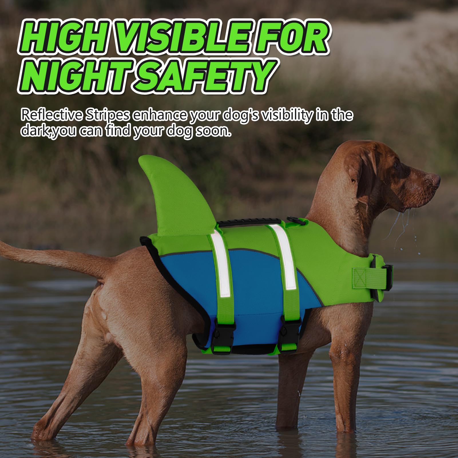 Doglay Dog Life Jacket, Ripstop Cute Shark Dog Life Vest With Superior Buoyancy And Rescue Handle, Adjustable Pet Life Vests For