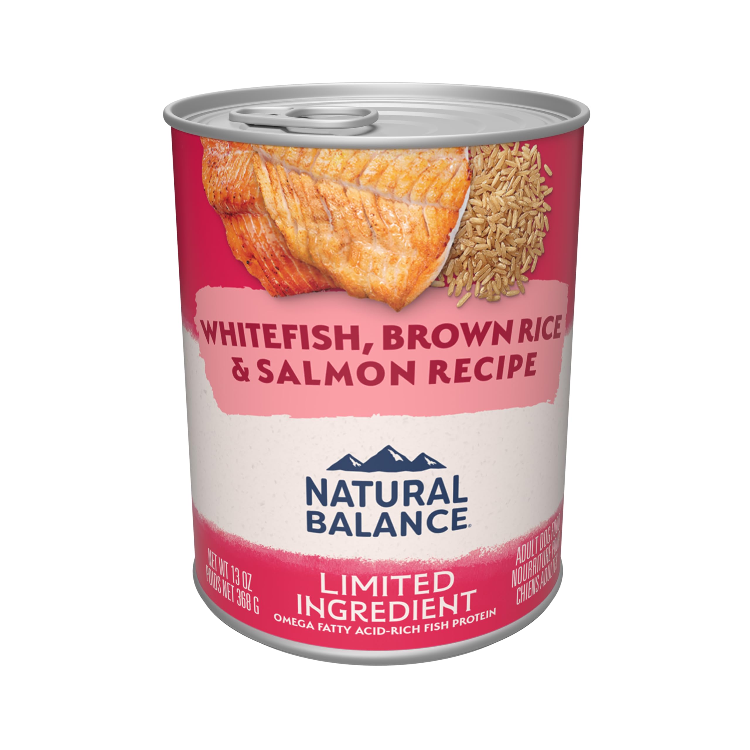 Natural Balance Limited Ingredient Adult Wet Canned Dog Food with Healthy Grains, Whitefish, Brown Rice & Salmon Recipe, 13 Ounc