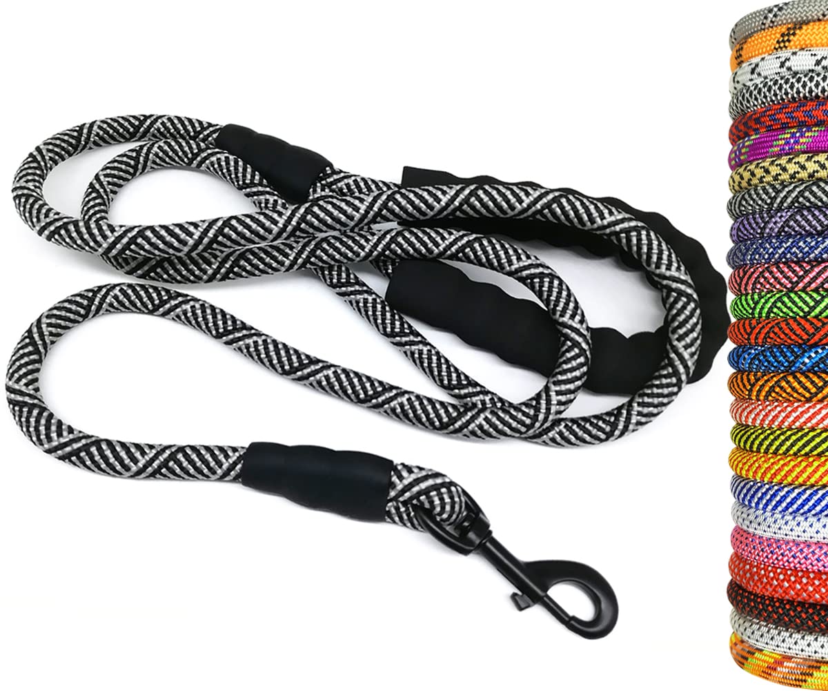 Maypaw Heavy Duty Rope Dog Leash, 3/4/5/7/6/8/10/12/15 Ft Nylon Pet Leash, Soft Padded Handle Thick Lead For Large Medium Dogs (
