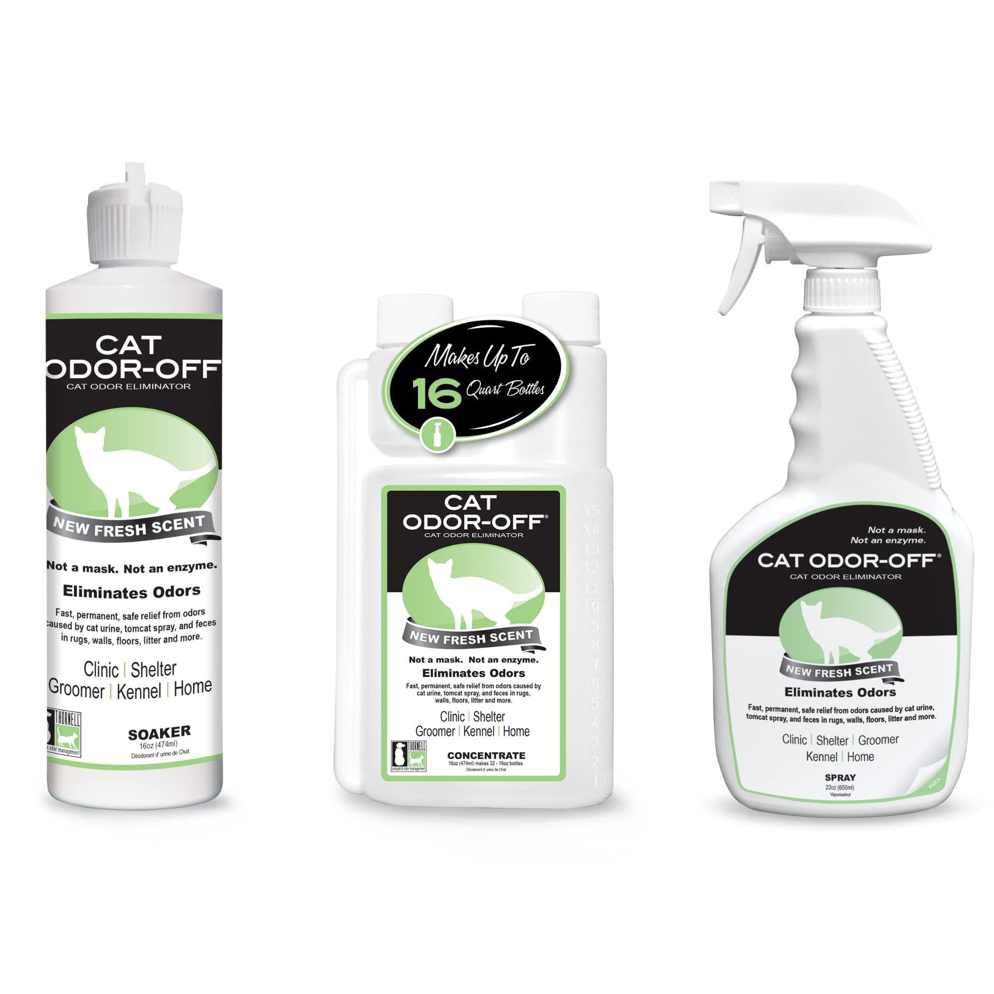 Thornell Cat Odor-Off Fresh Scent Concentrate Pet Smell Odor Eliminator Bundle - Cat Odor Eliminator Concentrate For Pet Urine O