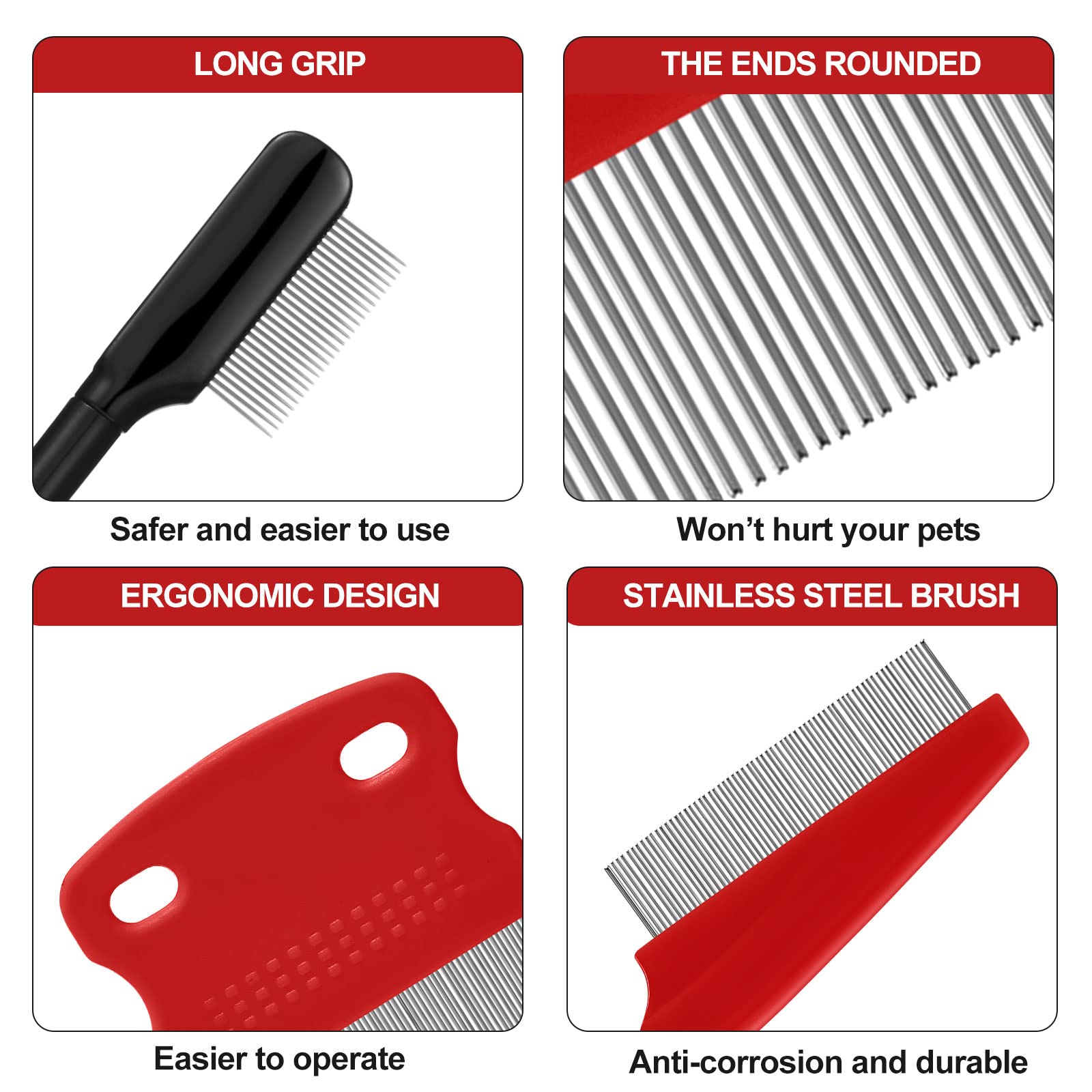 Boao Dog Eye Combs Set - 5 Pieces Tear Stain Remover for Small Dogs, Plastic, Black, Model Boao-4316