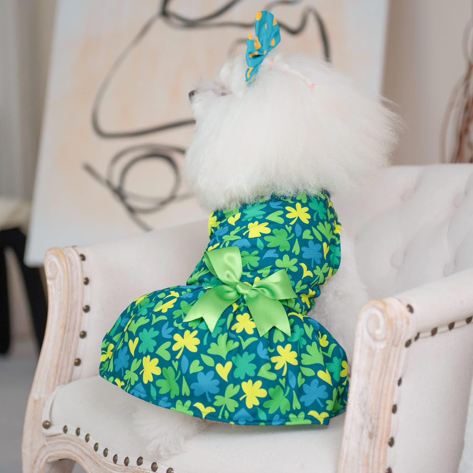 Cutebone Dog Mesh Dress St.Patrick'S Day Puppy Sundress Pet Outfit Summer Fashion For Small Dogs Girl Cat Clothes Bf07M