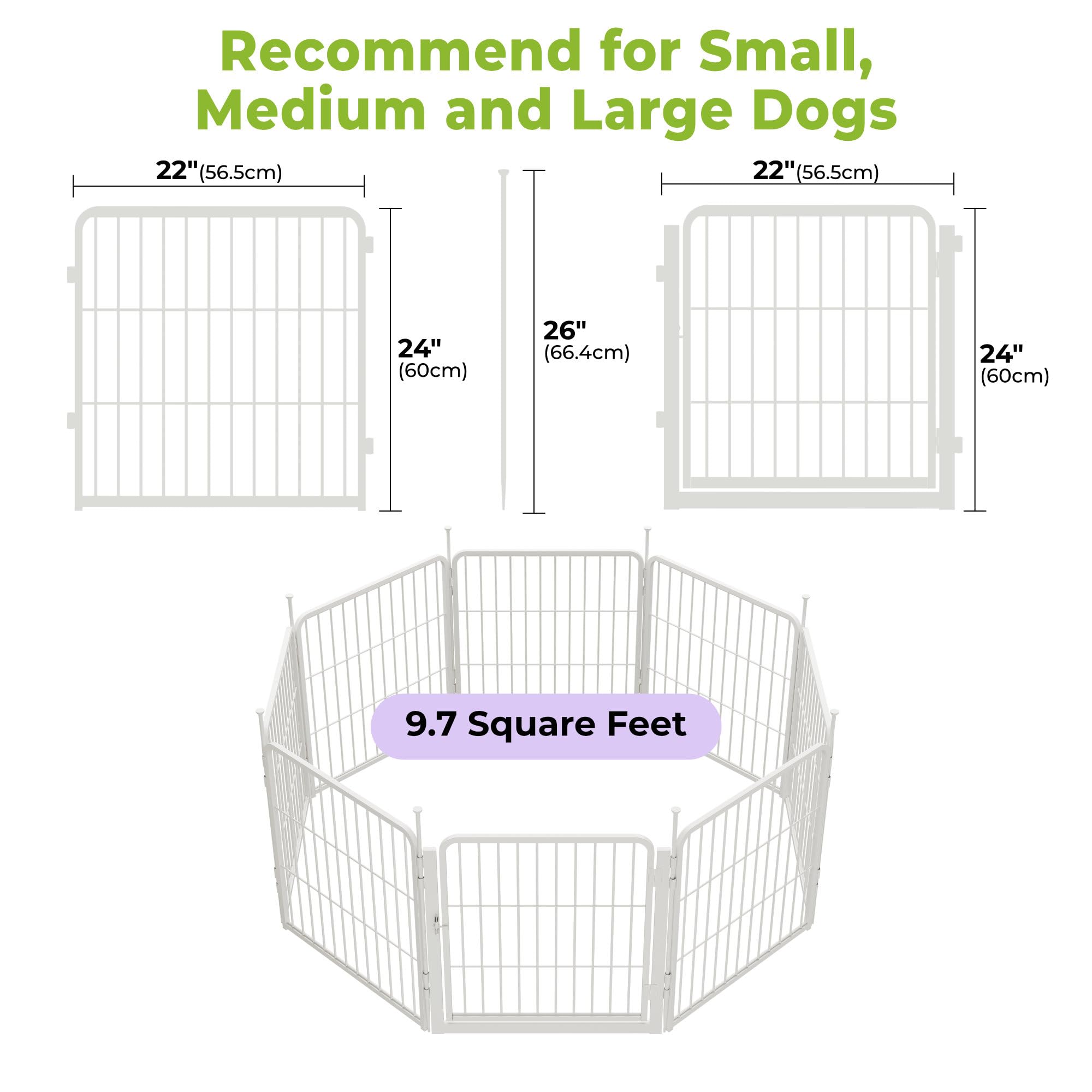 Sunsgrove Indoor Dog Playpen With Wider Door, 24 Inch 8 Panels Non Slip Dog Pen Indoor, Anti Rust Dog Fence, Free And Safe Play,