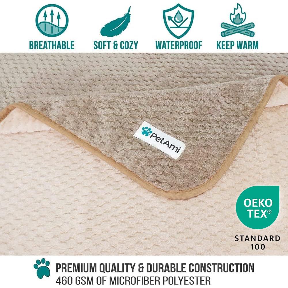 PetAmi Waterproof Dog Blanket, Leakproof Puppy Blanket for Small Medium Dog, Furniture Sofa Couch Cover Protector, Fleece Pet Th