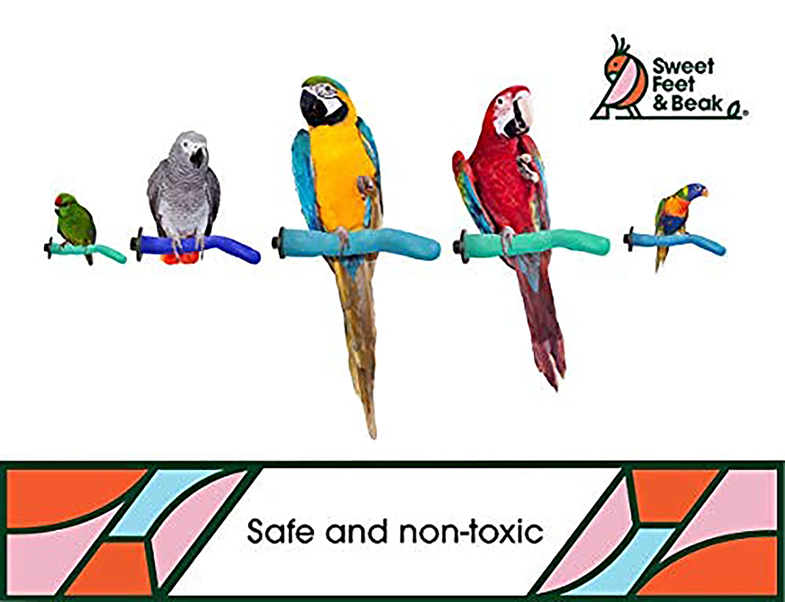 Sweet Feet And Beak Safety Pumice Perch Bird Toy - Trims Nails And Beak - Promotes Healthy Feet - Safe Non-Toxic Bird Supplies For Bird Cages - X-Small 5.25'