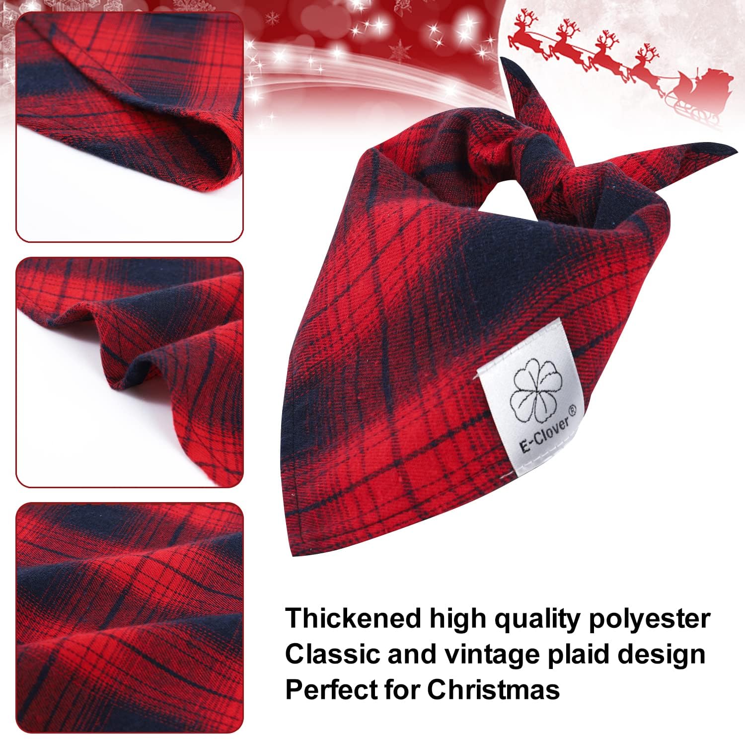 E-Clover Dog Bandanas Girl & Matching Scrunchie Set Plaid Dog Kerchief Bandana Triangle Scarf Bibs For Small Dog Puppy Boy Pet O