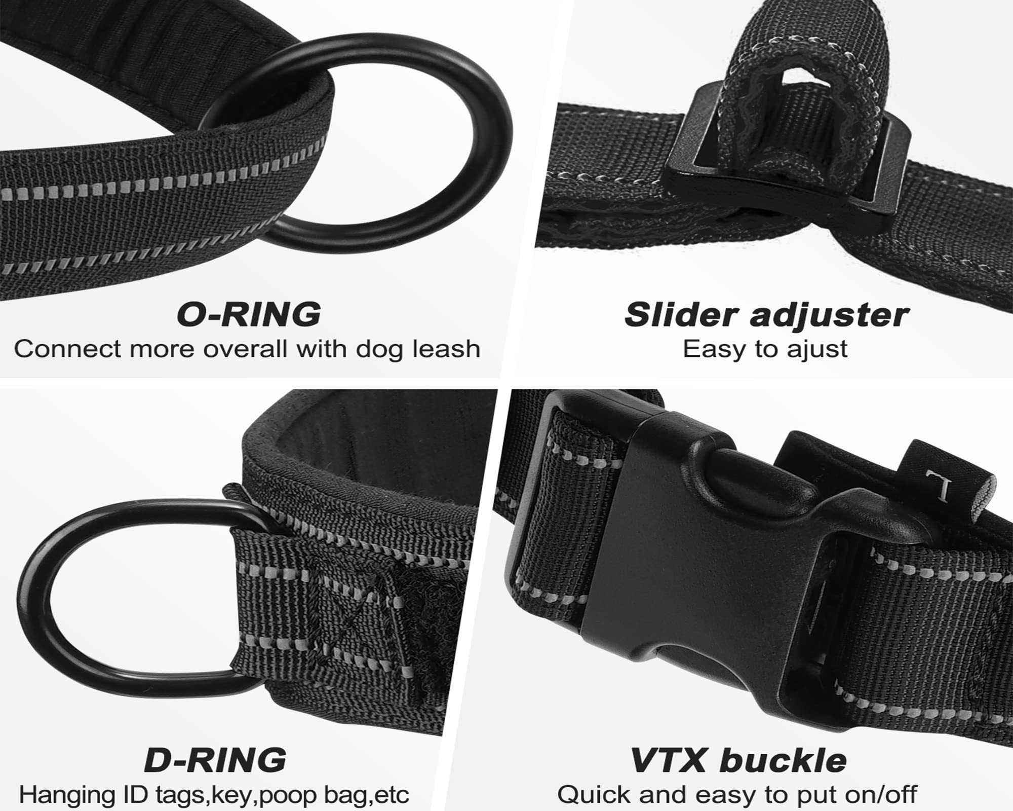 Qifbyfb Dog Harness, No Pull Reflective Adjustable Harness For Medium Large Dogs, Escape Proof, Lightweight, Breathable, Oxford