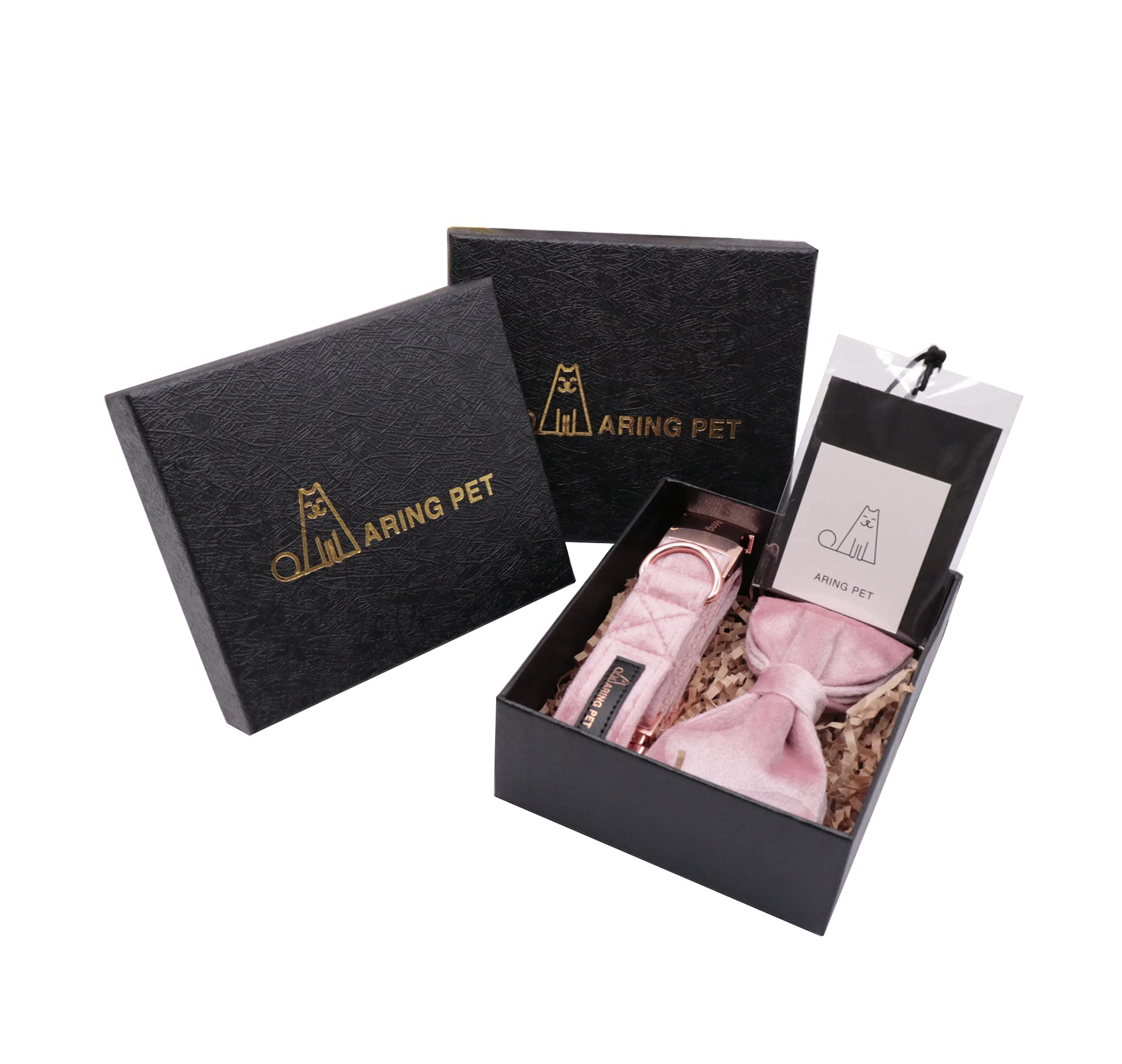 ARING PET Velvet Dog Collars with Bow tie, Bowtie Dog Collar, Cute Pink Collar for Girl and Boy Dogs,X-Small.