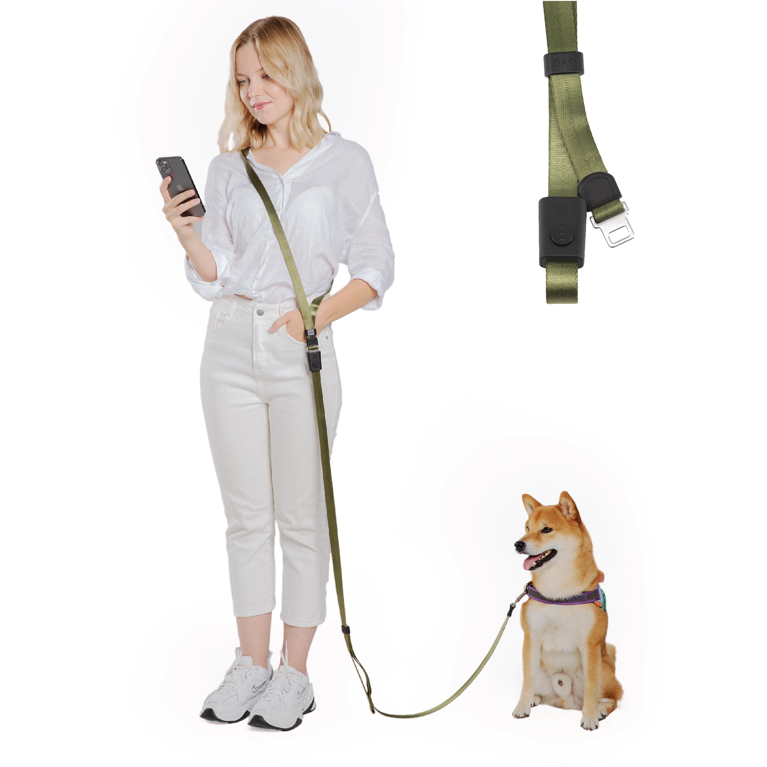 Svd.Pet 4-In-1 Hands Free Dog Leash, Versatile Crossbody Dog Leash With Easy Release Buckle, Easy Adjust Waist Dog Leash To Fit 