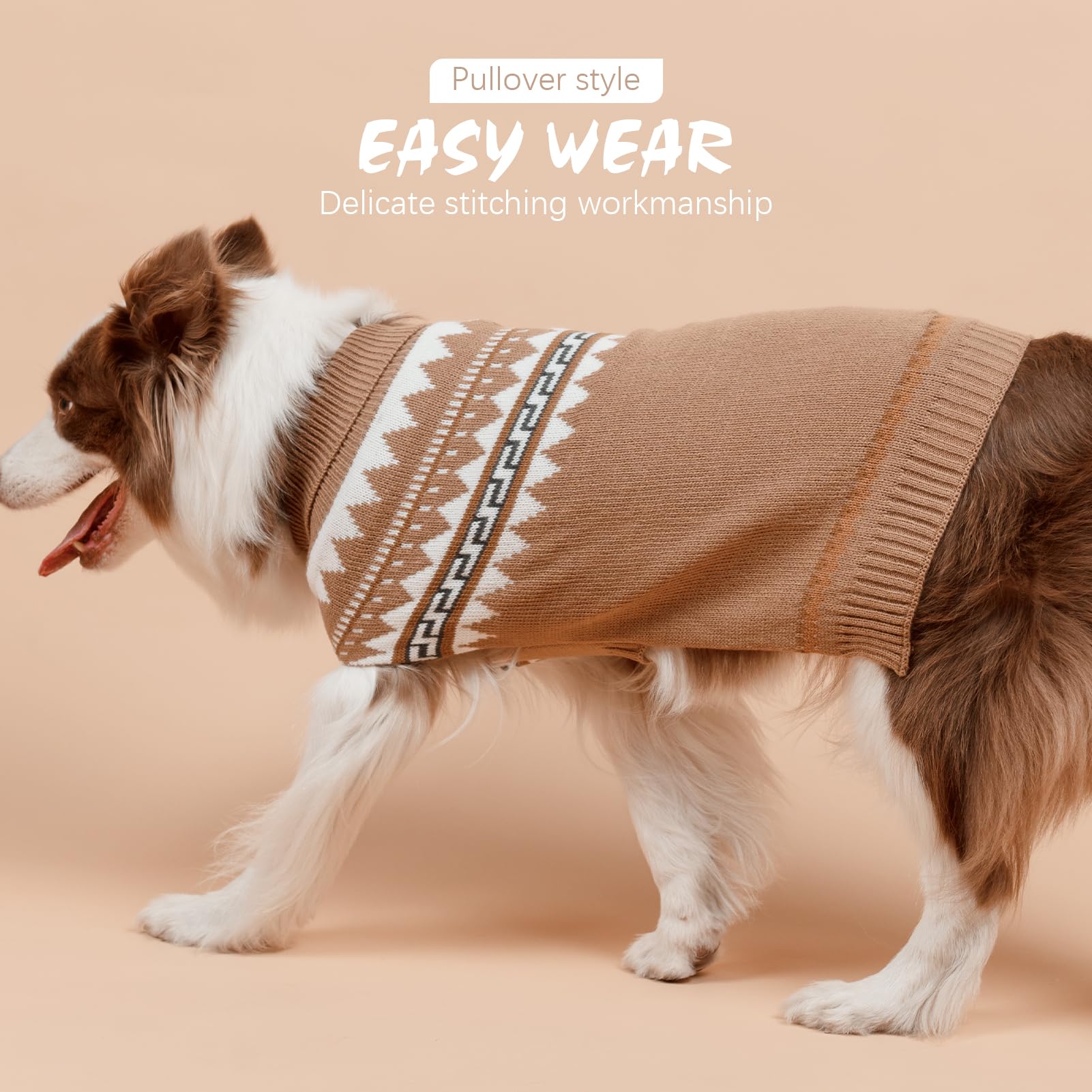 Bingpet Dog Sweater, Turtleneck Classic Knit Dog Sweaters For Small Medium Large Dogs With Leash Hole, Pet Winter Clothes Warm S