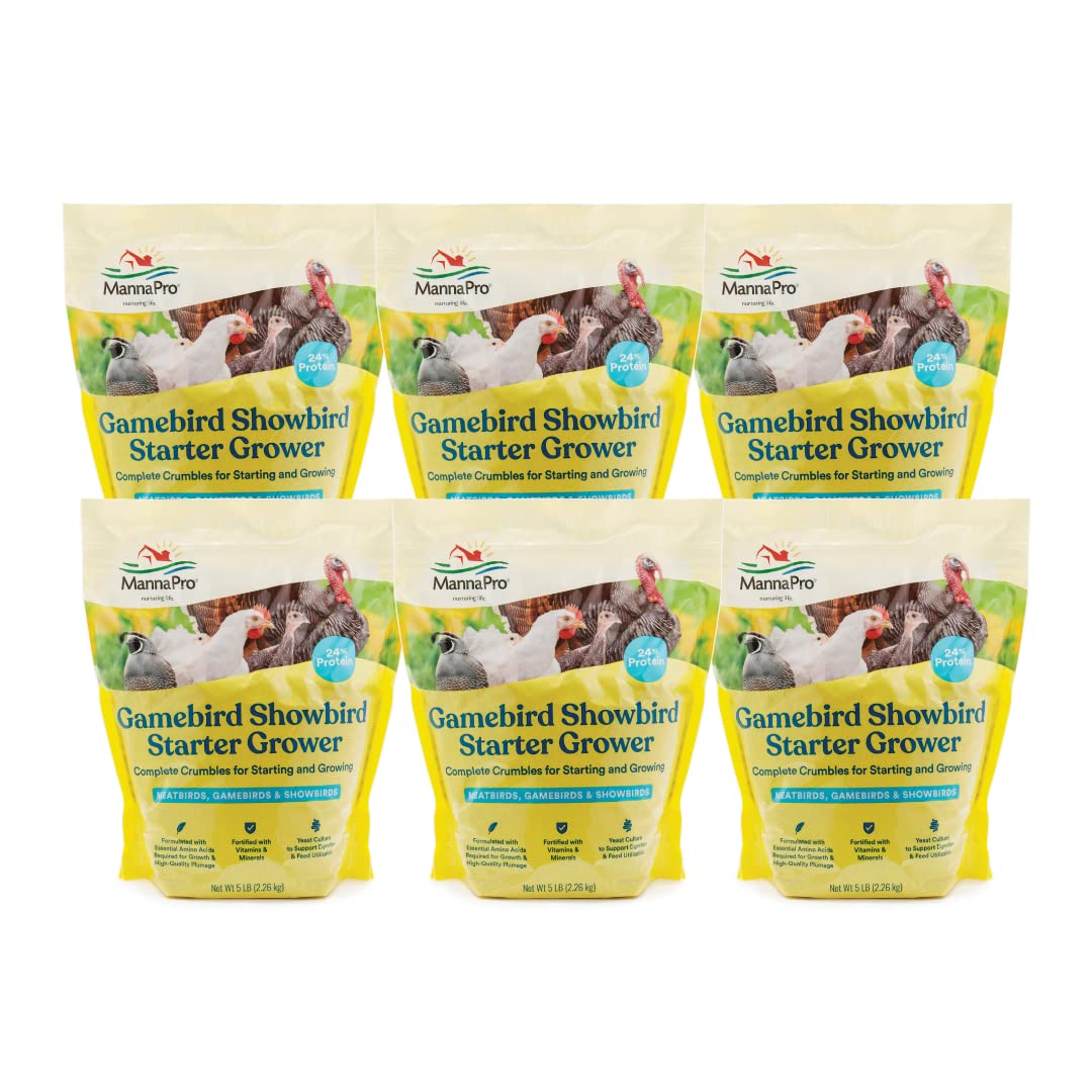 Manna Pro Gamebird Showbird Crumbles - Vitamin & Mineral Supplement for Poultry - 6-Pack of 5lbs