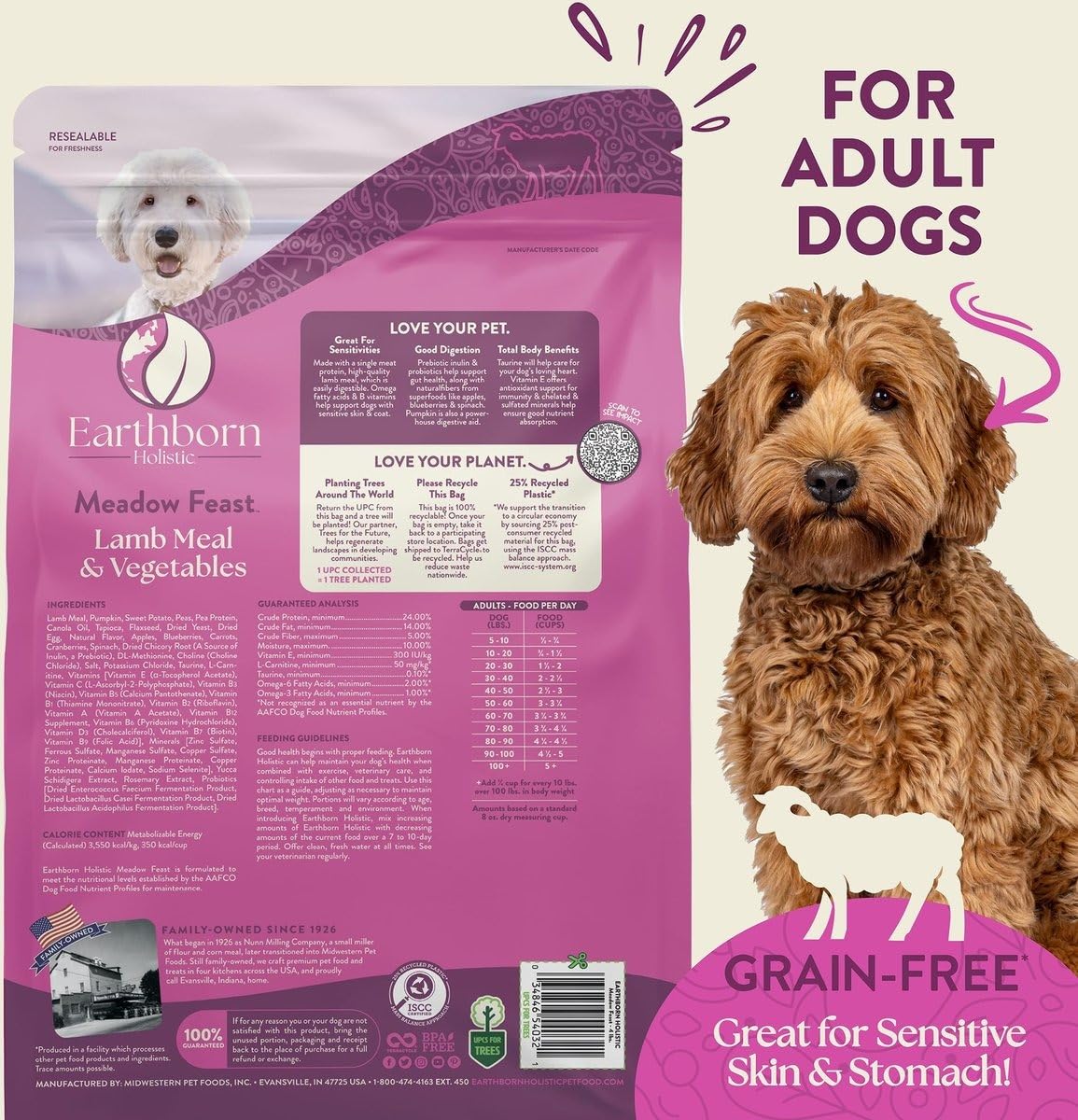 Earthborn Holistic Meadow Feast Grain-Free Natural Dry Dog Food, 25 lb
