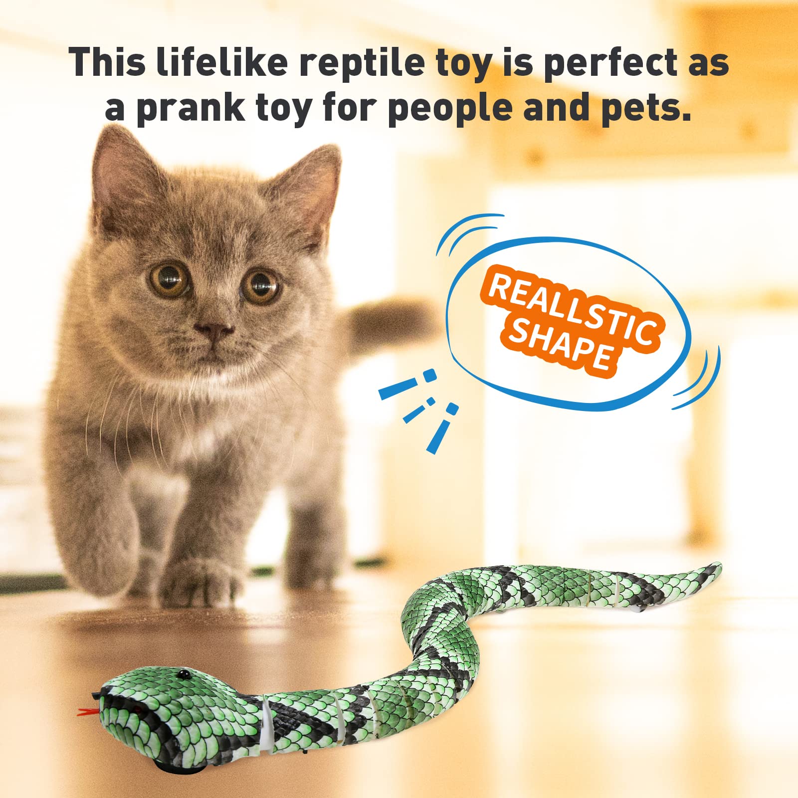 Faukait Cat Toys Interactive,Kitten Toys,Realistic Simulation Smart Sensing Snake Toy,Usb Rechargeable,Automatically Sense Obsta