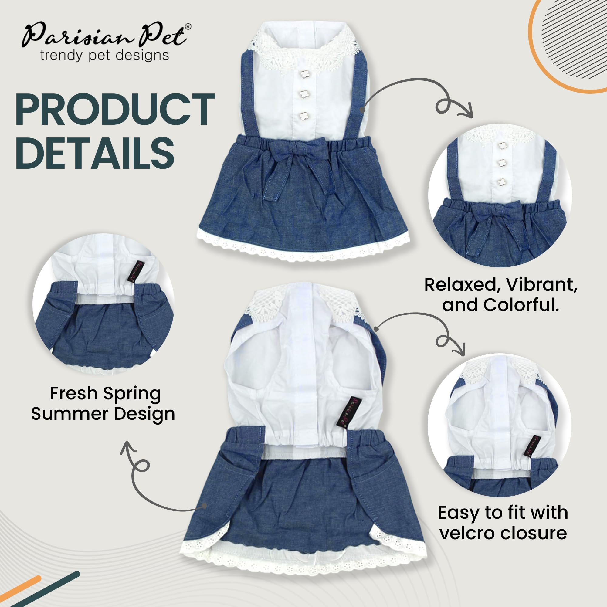 Parisian Pet Chambray Overall Dress - Lightweight And Fashionable Summer Clothes For Large Dogs - Sleeveless Overalls Girl Xl