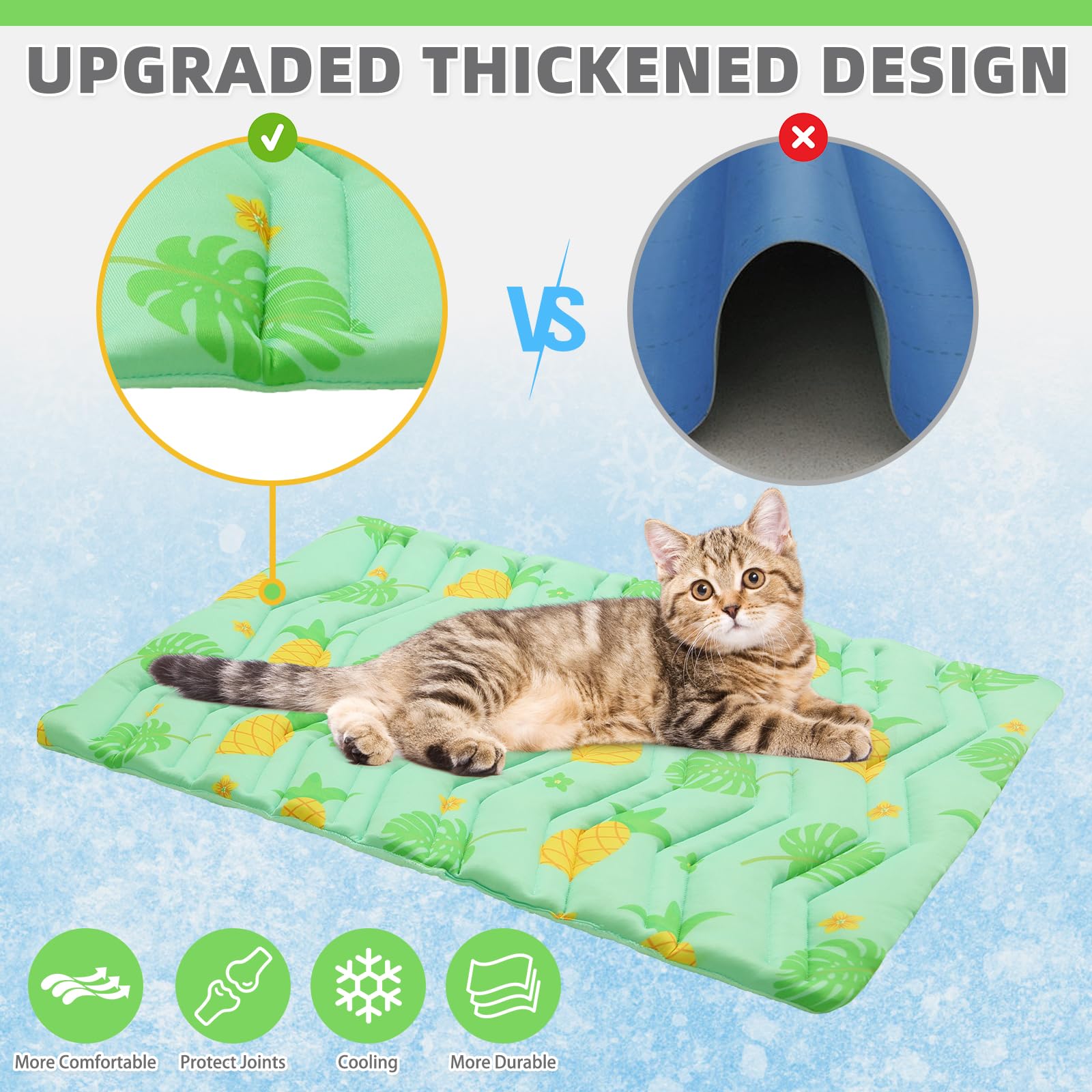 Kooltail Dog Cooling Mat, Upgraded Two Sided Cooling Pad For Dogs Cats Puppy, Soft Pet Sleeping Blanket Keep Cool In Summer With