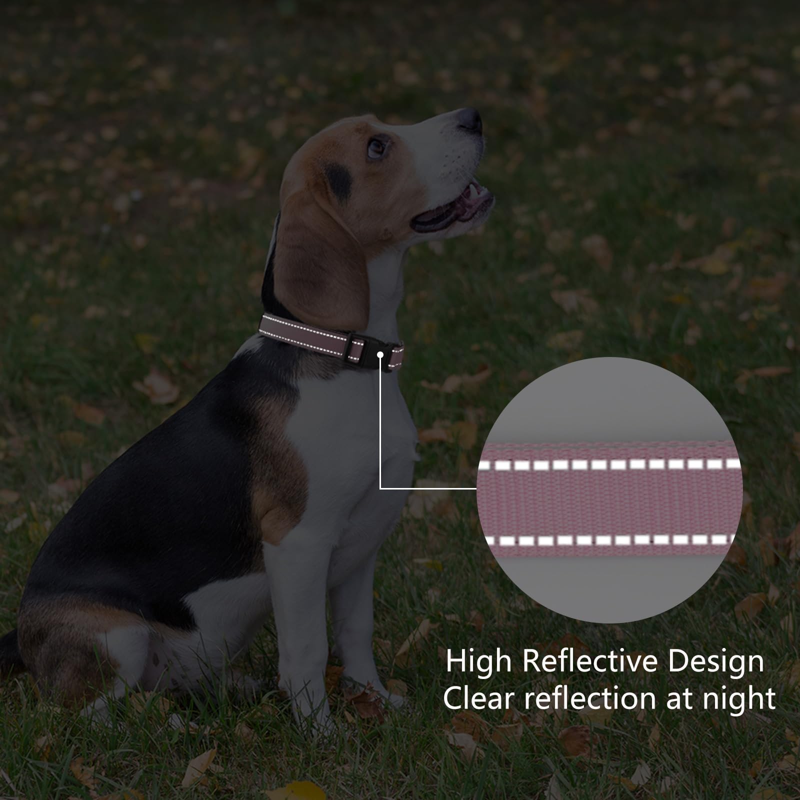 Penseepet Reflective Dog Collar Padded With Soft Neoprene Breathable Quick Release Basic Dog Collars For Puppy Small Dogs Pink Girl