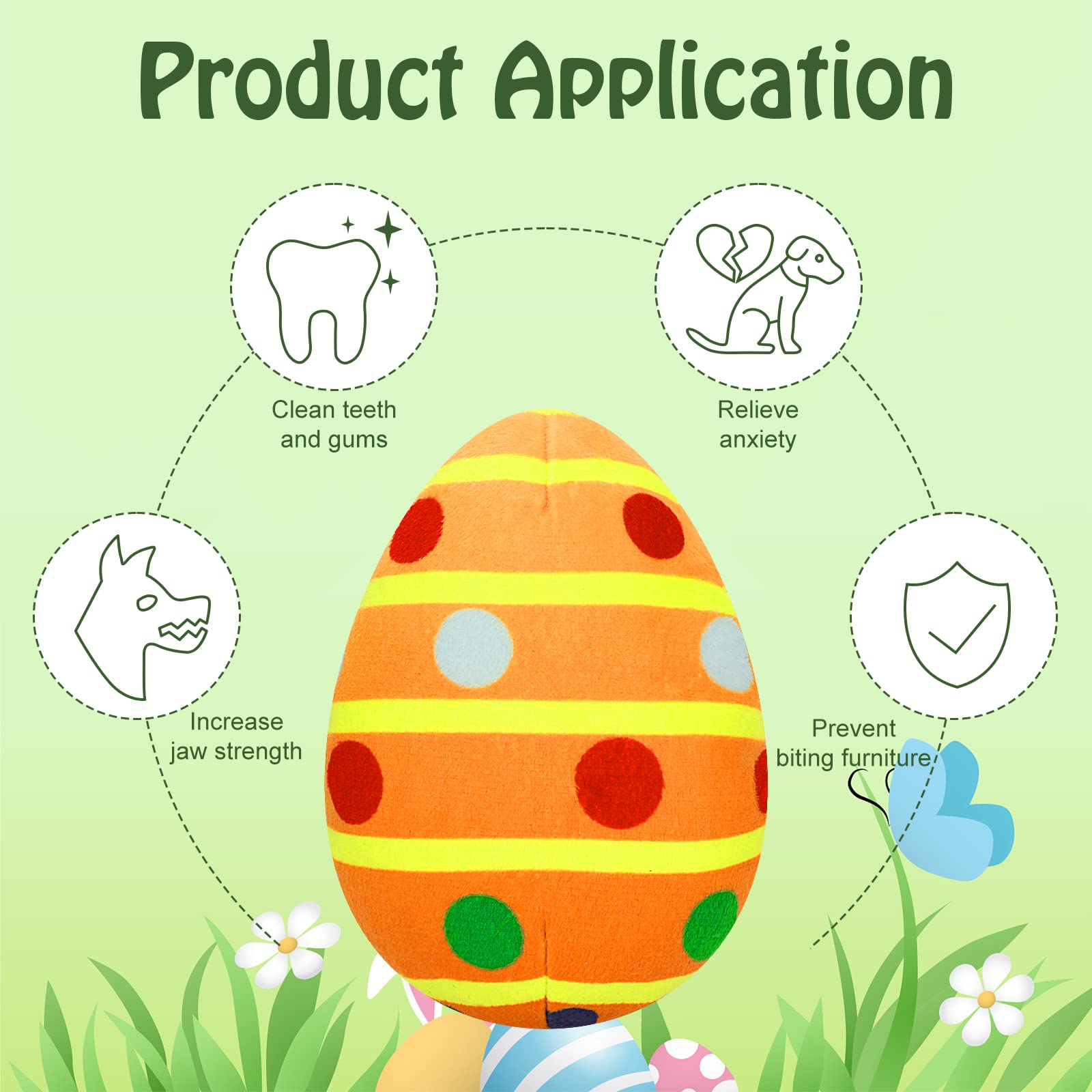 Rypet Easter Dog Toys - 3 Pack Plush Squeaker Eggs, Cotton Chew Toys for Small to Medium Dogs, Perfect Easter Gift