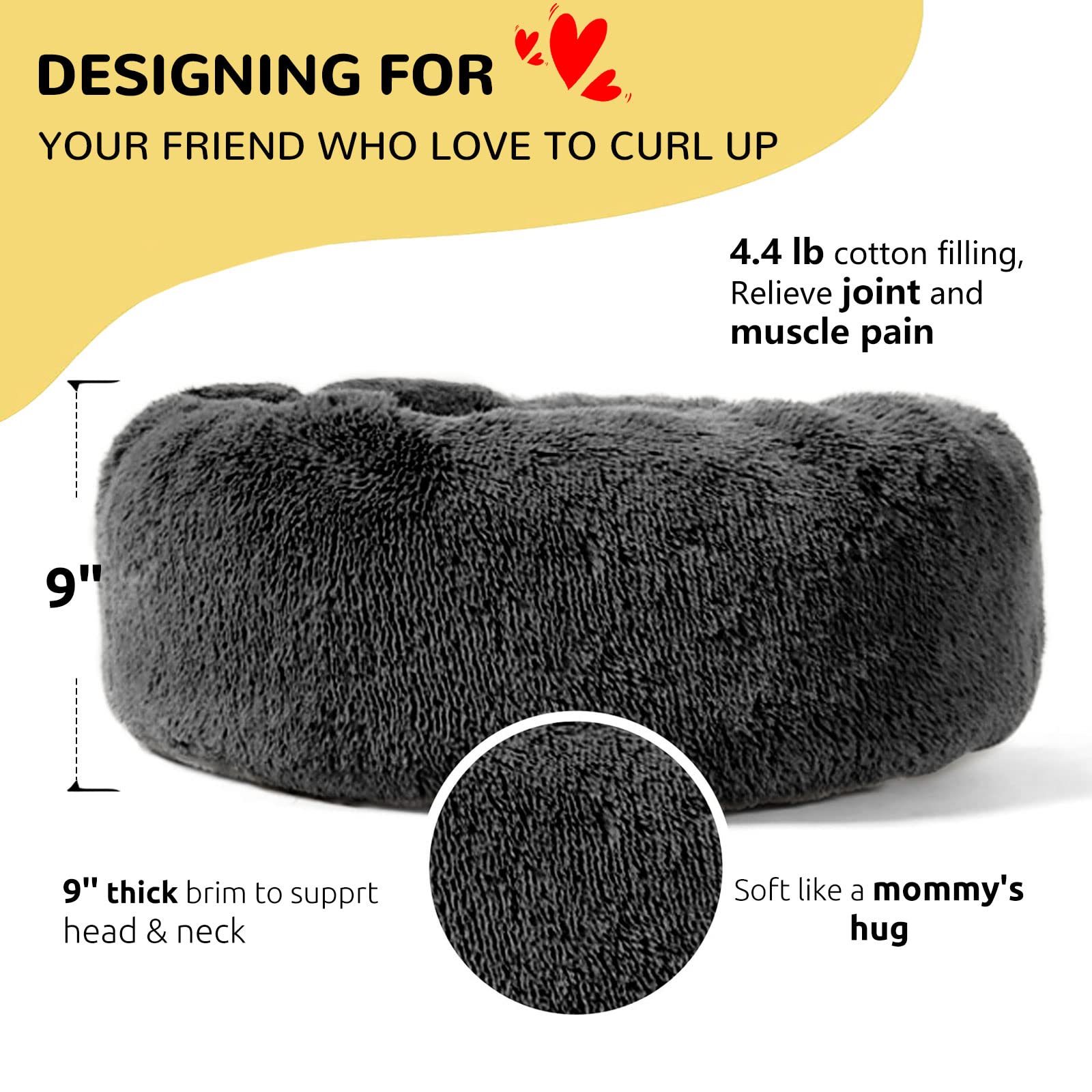 Hachikitty Calming Donut Cuddler, Large Dog Beds, 30''