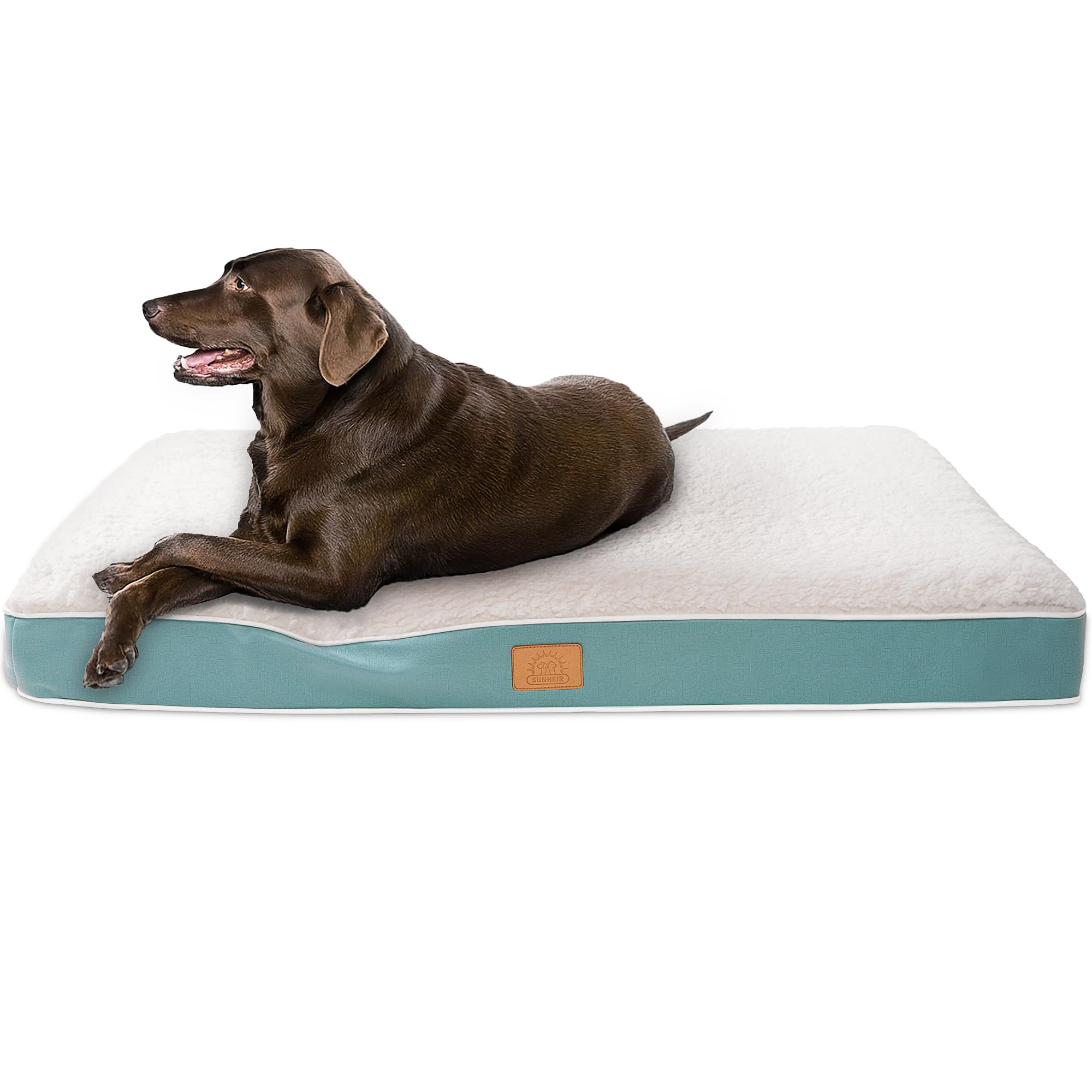 Extra Large Waterproof Dog Bed, Jumbo Orthopedic Dog Beds with Removable Washable Cover for Large Dogs, Pet Bed Mat Egg-Crate Fo