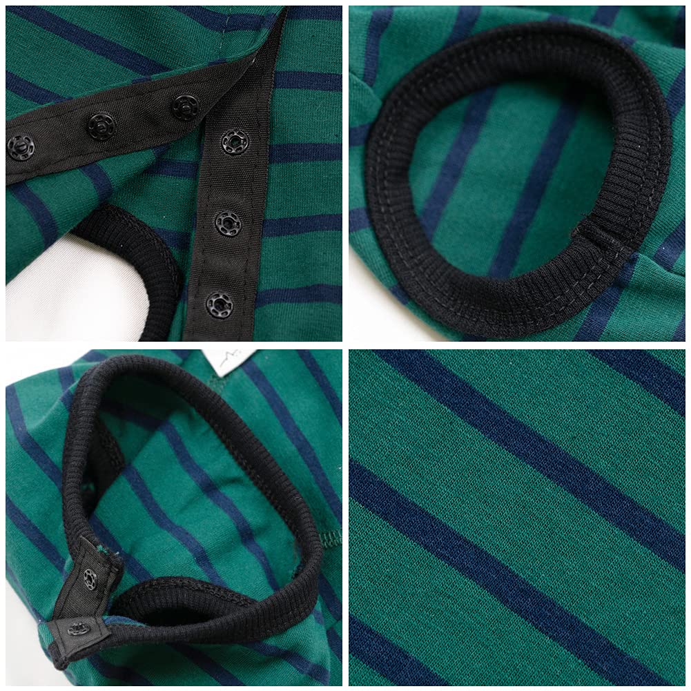 Dog’S Recovery Suit Post Surgery Shirt For Puppy, Wound Protective Clothes For Little Animals(Green Black Stripe-S)