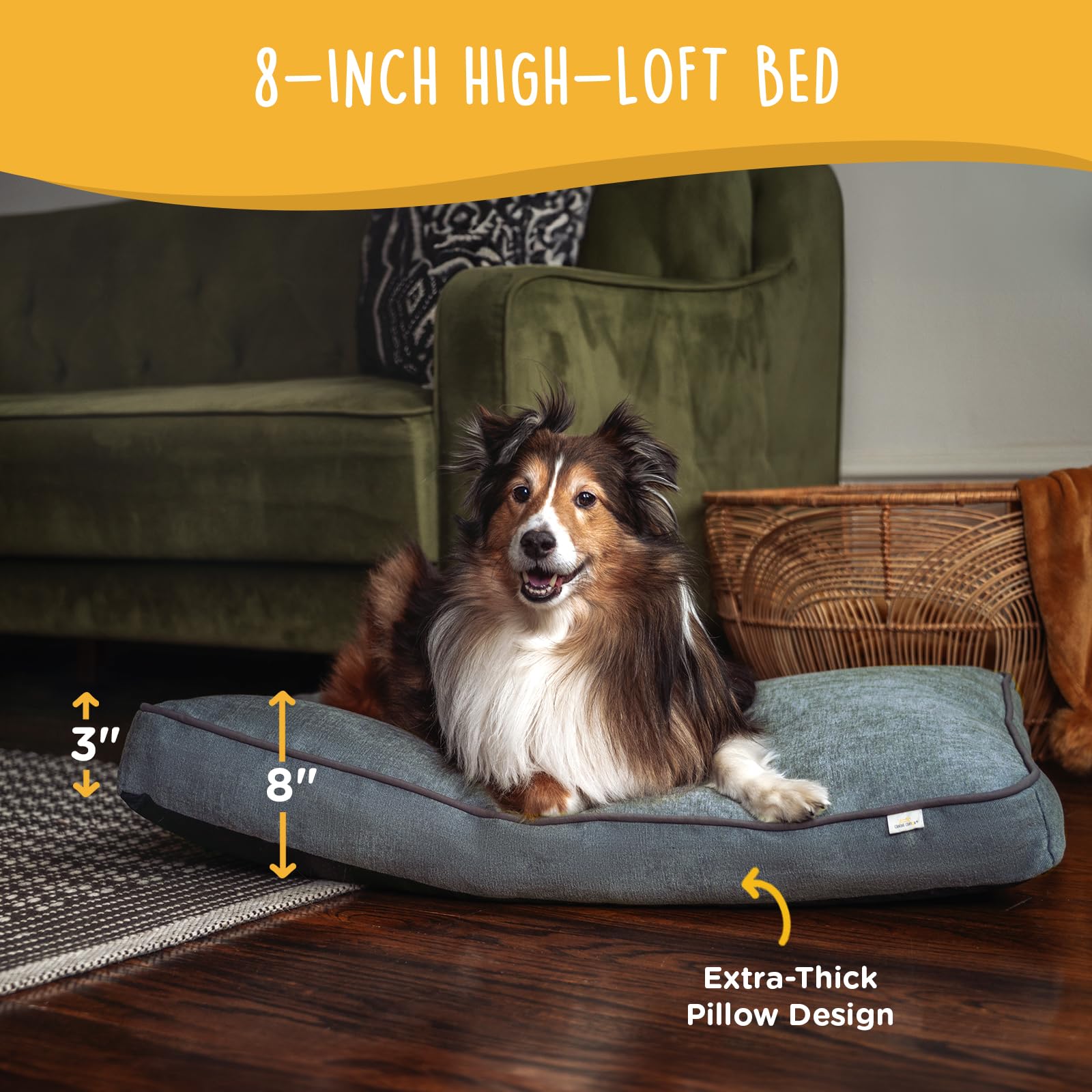 Canine Canyon Milo Dog Bed For Medium Dogs, Waterproof Pet Bed Pillows With Removable Washable Cover, Pet Sleeping Mattress, 30
