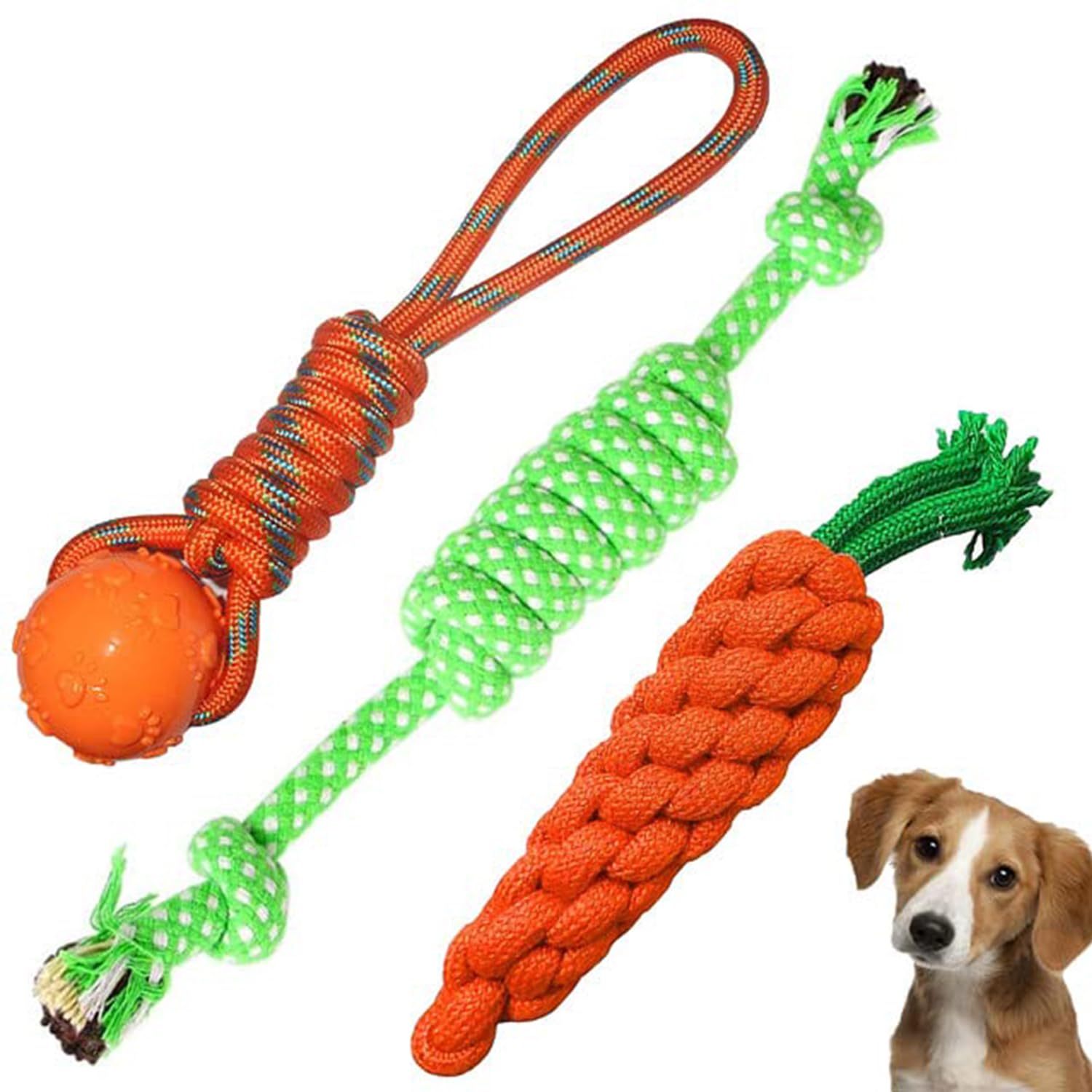 Cature Rope Toys, Puppy Chew Teething Rope Toys Set Of 3 Durable Cotton Dog Toys For Playing And Teeth Cleaning Training Toy For