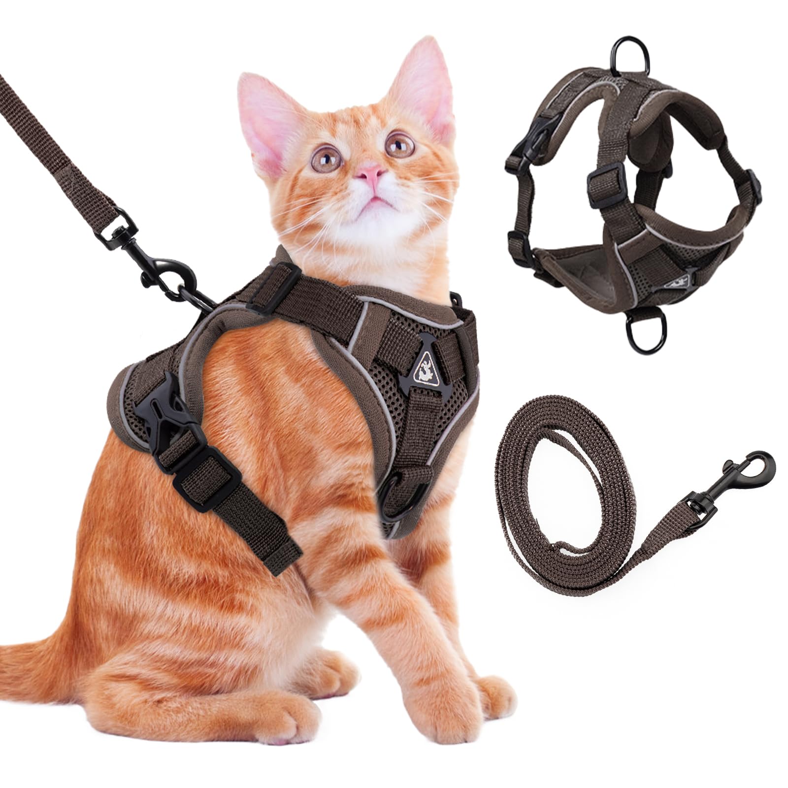 Cat Harness And Leash For Walking Soft Cat Harness Escape Proof, Adjustable Kitten Harness Cat Leash Reflective Strips Jacket, B