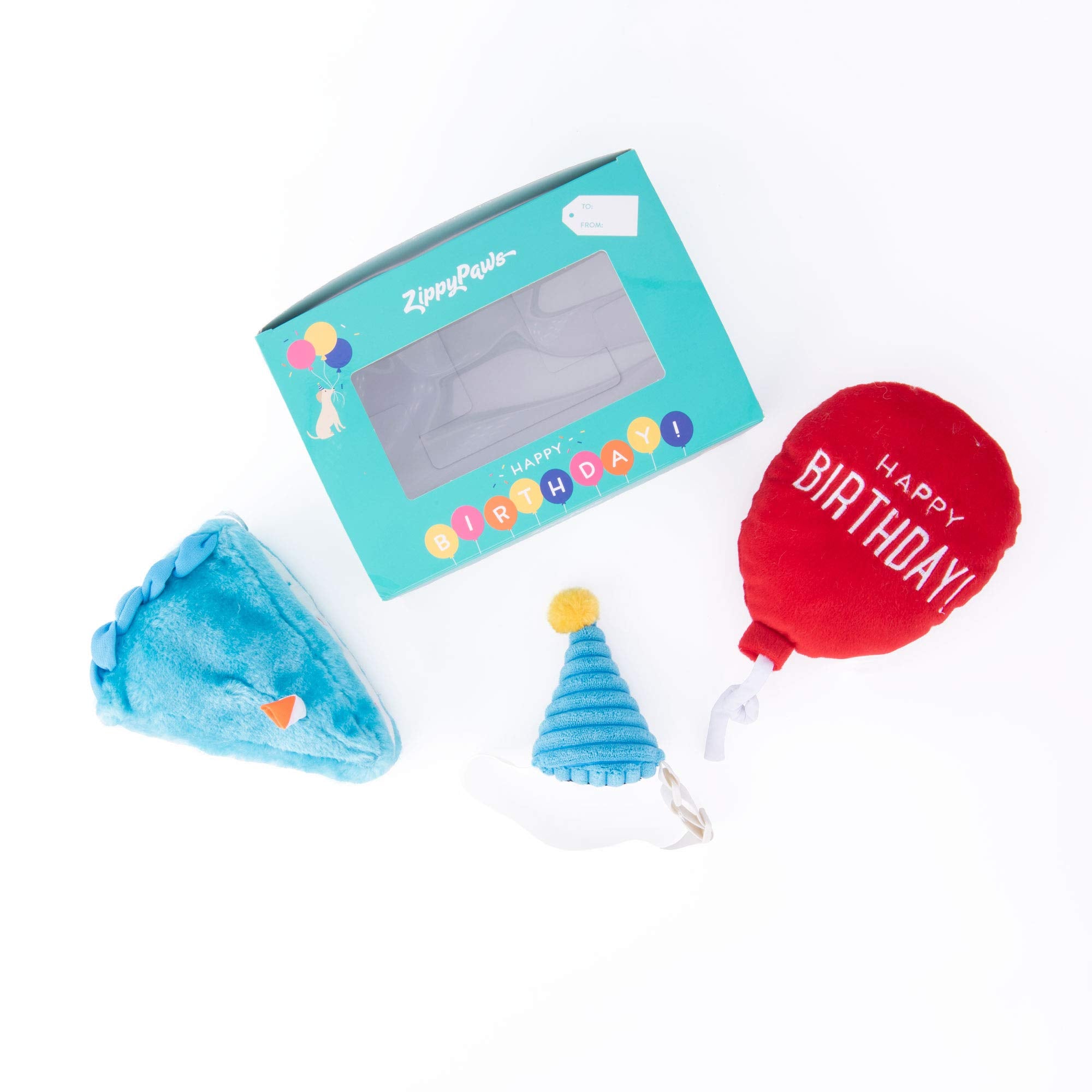 Zippypaws Birthday Box - Birthday Gift For Dogs, Squeaky Toy Set, Colorful Squeaky Dog And Puppy Toys, And Precious Doggy Plushies - 3 Toys