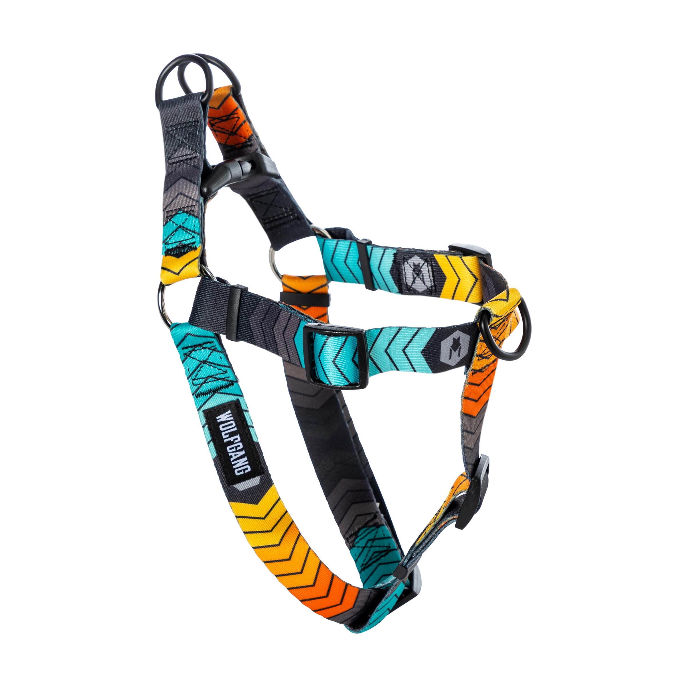 Wolfgang Heavy Duty Adjustable Dog Harness, Pull-Tested To Over 800 Lbs For Walking & Training, Chevtech Print, Extra Large