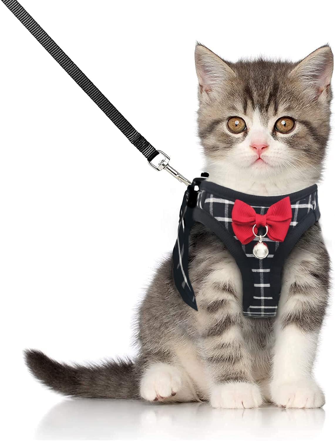 BLUWTE Cat Harness and Leash,Breathable Dog Harness,Pet Harness,Cats Leash and Harness Set for Puppy Cat Rabbit (Black, XS)