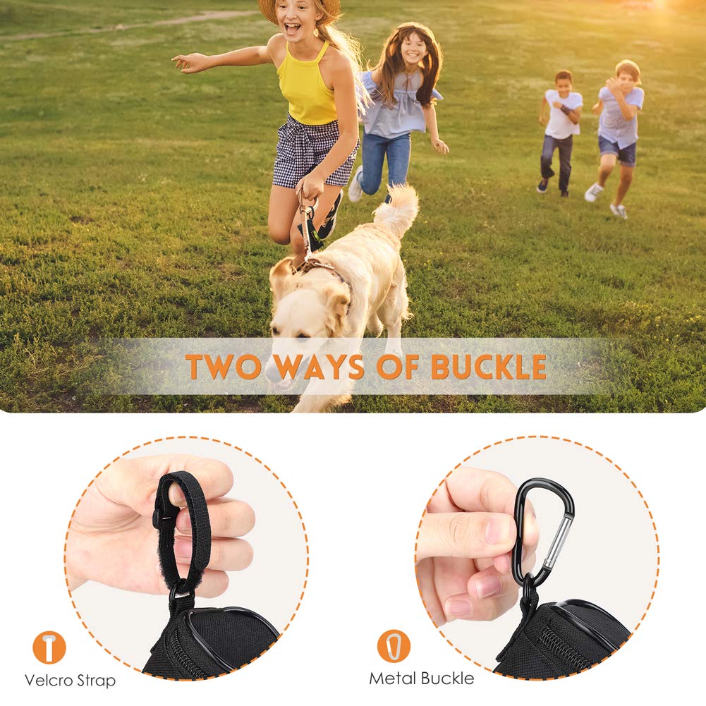 MalsiPree Poop Bag Holder Leash Attachment, Waste Bag Dispenser with Stainless Steel Buckle Clip & Adjustable Strap Fit for Any