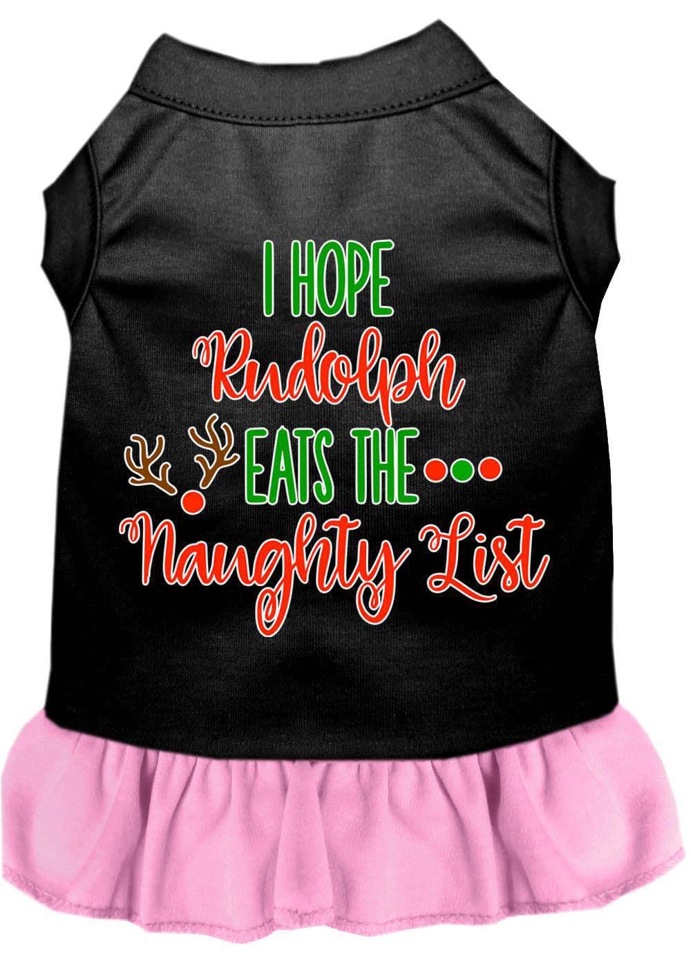 Christmas Pet Dog & Cat Dress Screen Printed, "I Hope Rudolph Eats The Naughty List" White 3XL (25-35 lbs.)