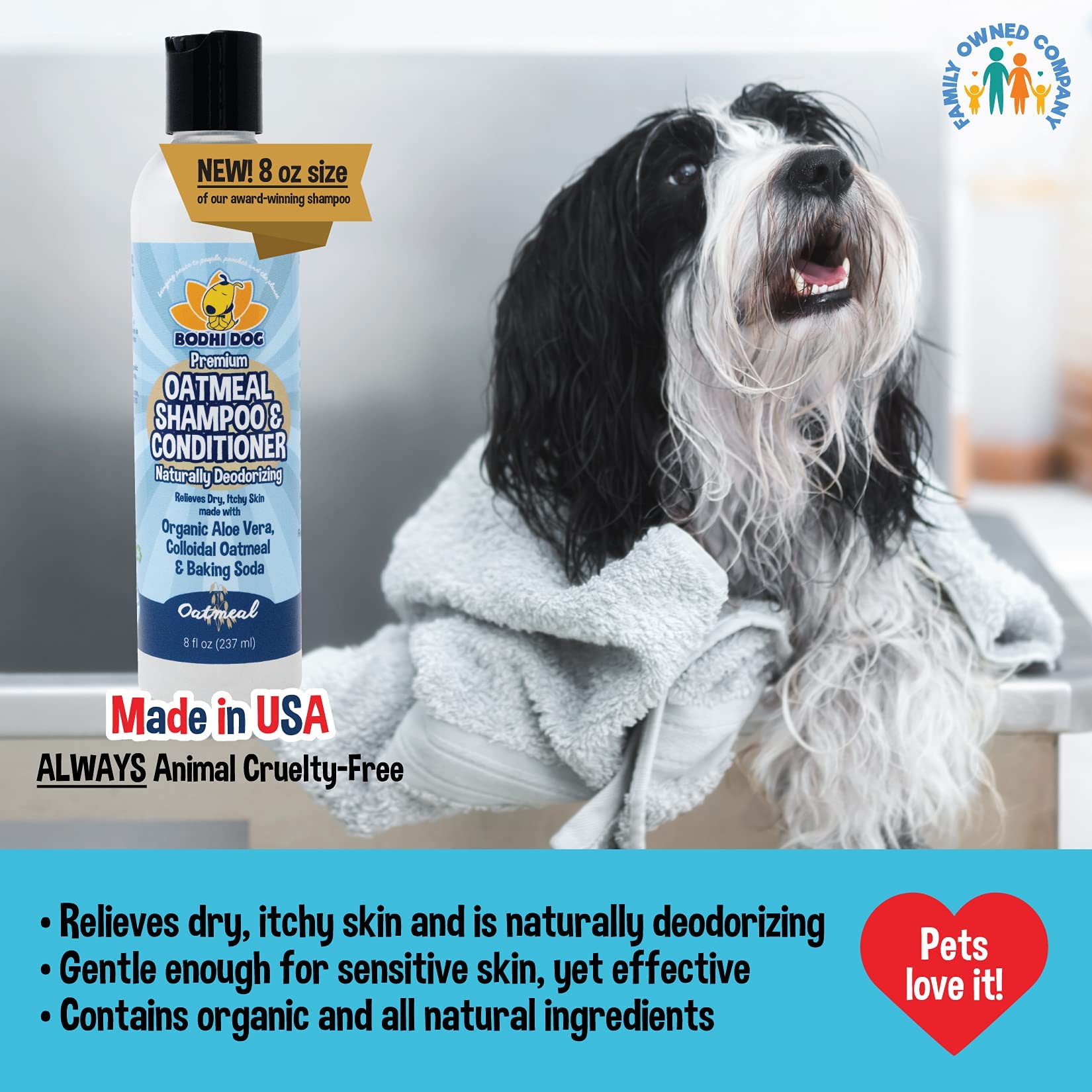 Organic Natural Oatmeal Dog Shampoo and Conditioner | Conditioning Deodorizing Formula for Dogs Cats & Pets | Treatment Wash Soo