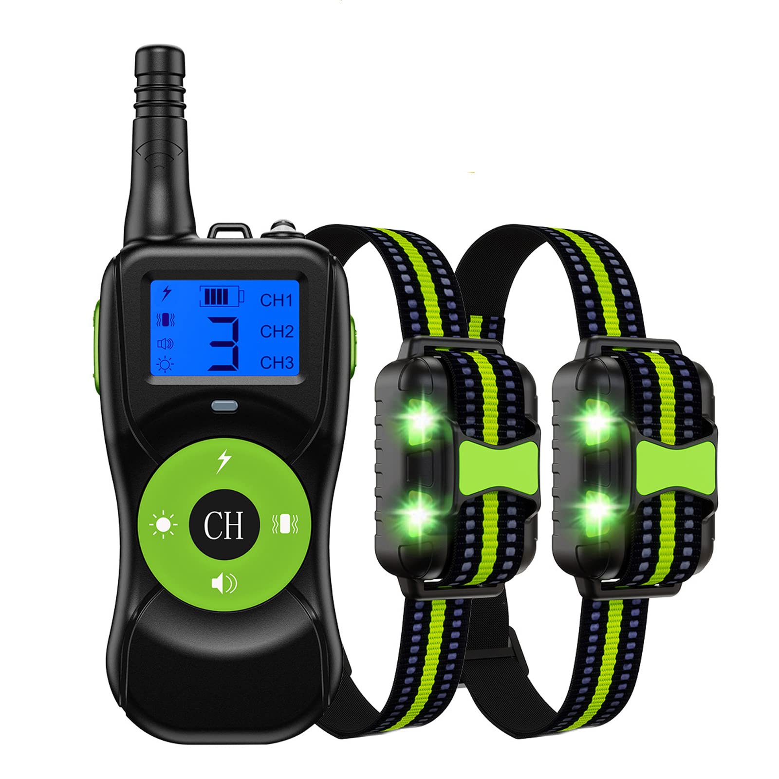 Dog Shock Collar For Dog With Remote,Rechargeable Electric Dog Collar With Beep,Vibration,Light,Shock,4 Training Mode,Waterproof Electronic Dog Collars For Large Small Medium Dogs