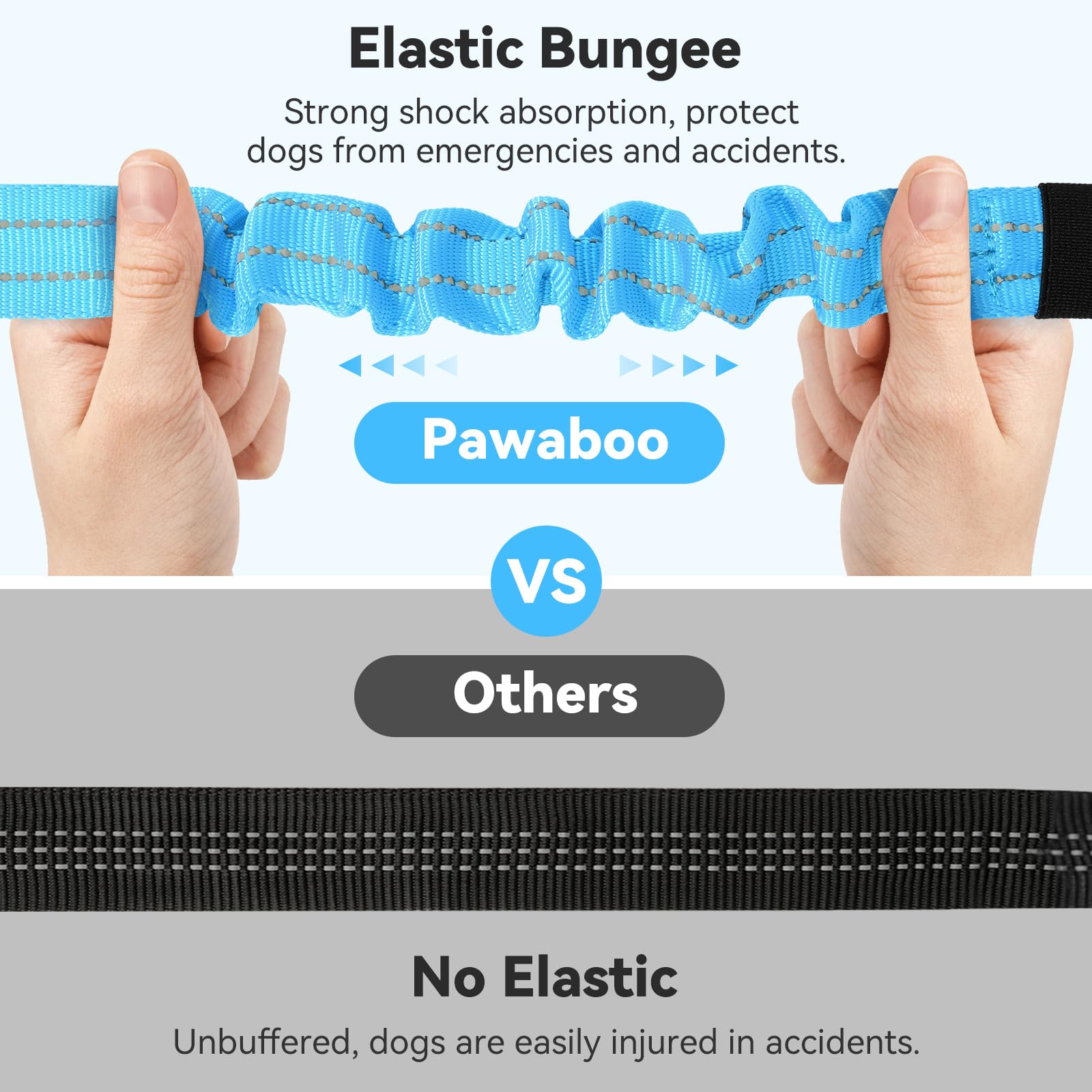 Pawaboo 2Pack Dog Seatbelt for Car, 3-in-1 Dog Seat Belt Bungee, Shockproof Dog Tether for Car with Buckle & Hook Latch, Adjusta