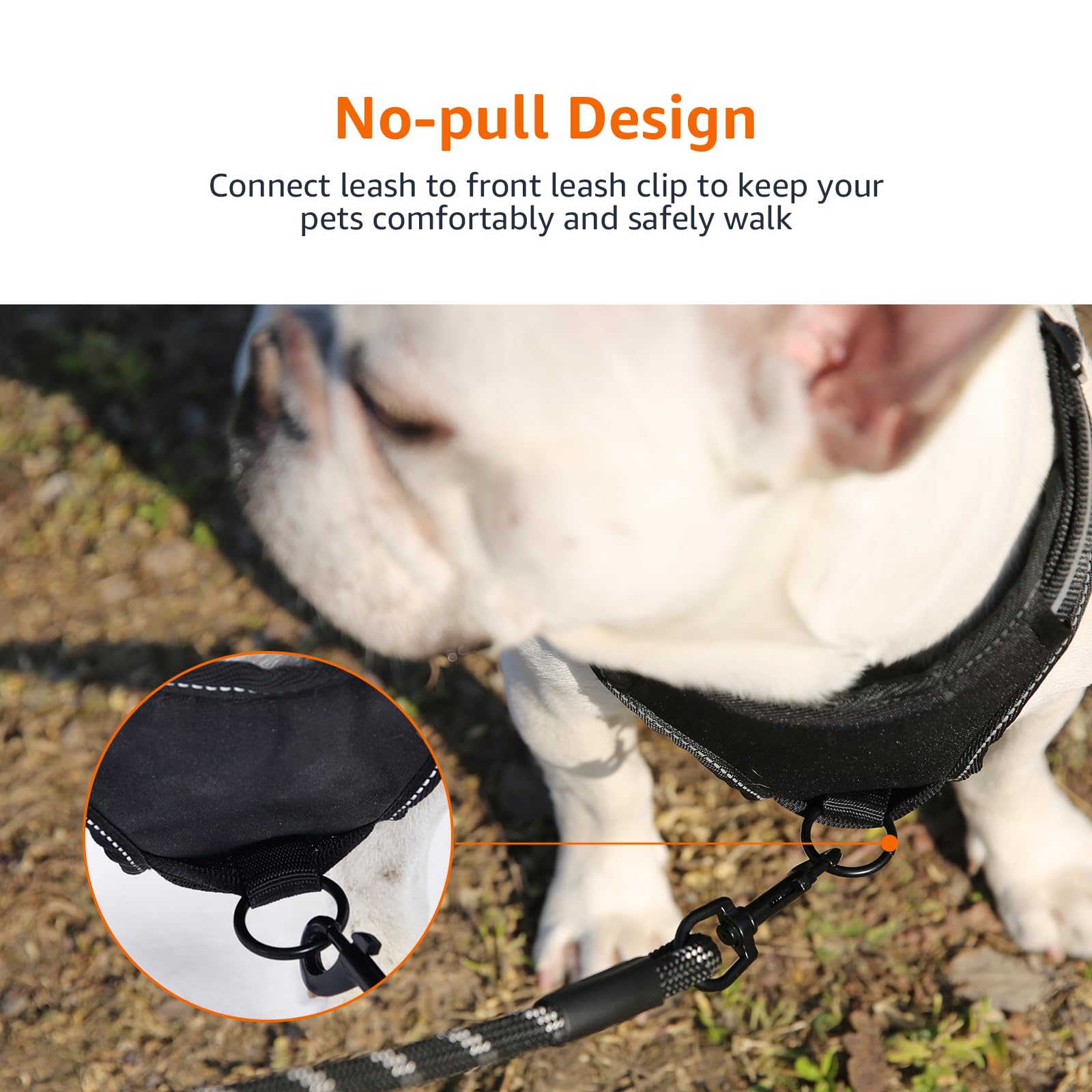 Amazon Basics No-Pull Dog Harness, Adjustable Soft Padded Vest With Reflective Stripes, X-Large, Black