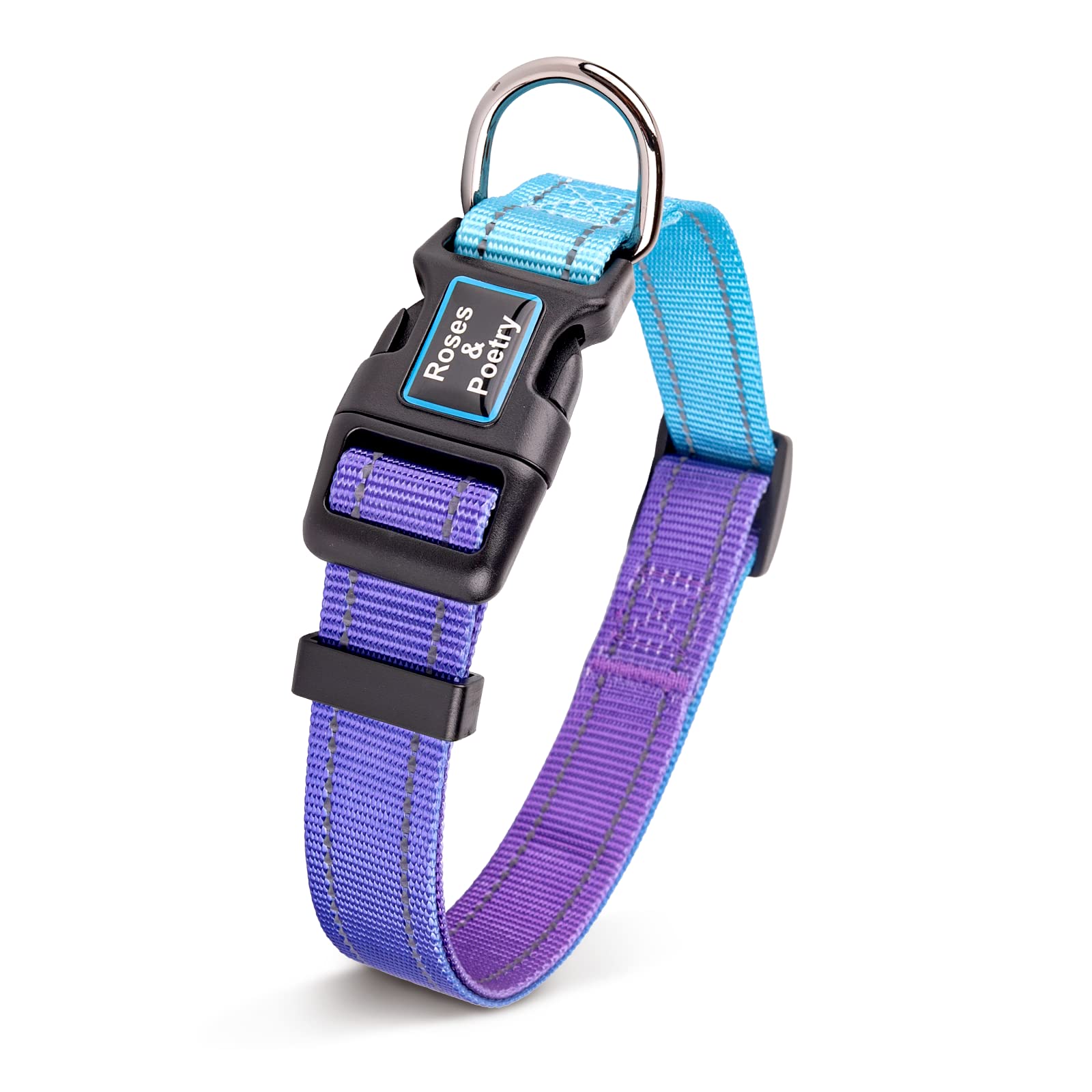 Roses&Poetry Reflective Dog Collar With Gradient Violet, Adjustable Durable Pet Collars For Small Medium Large Dogs (Violet-S)