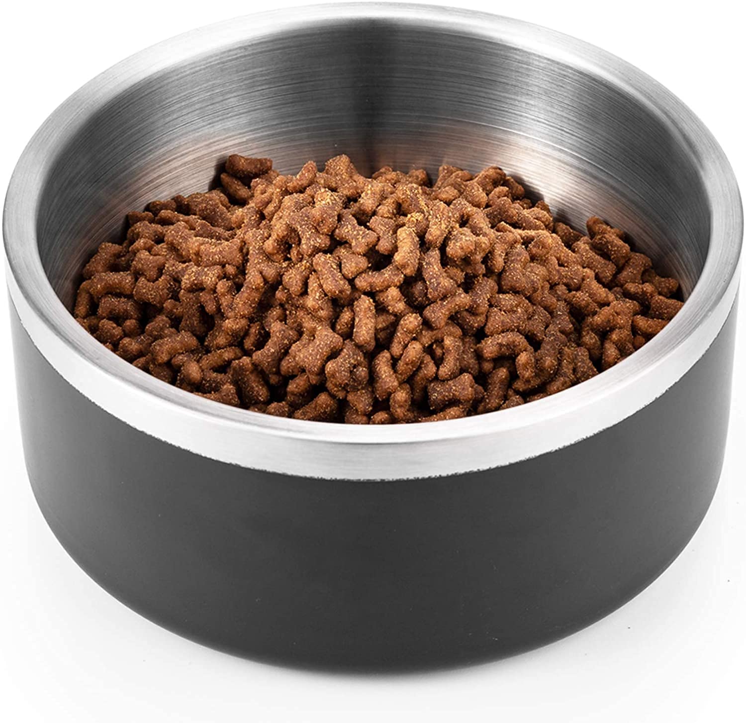 Gteller 32oz 64oz Stainless Steel Double Wall Dog Bowls,BPA Free Non-Slip Pet Dishes,Cat Food&Water Bowl with Rubber Base(64oz,