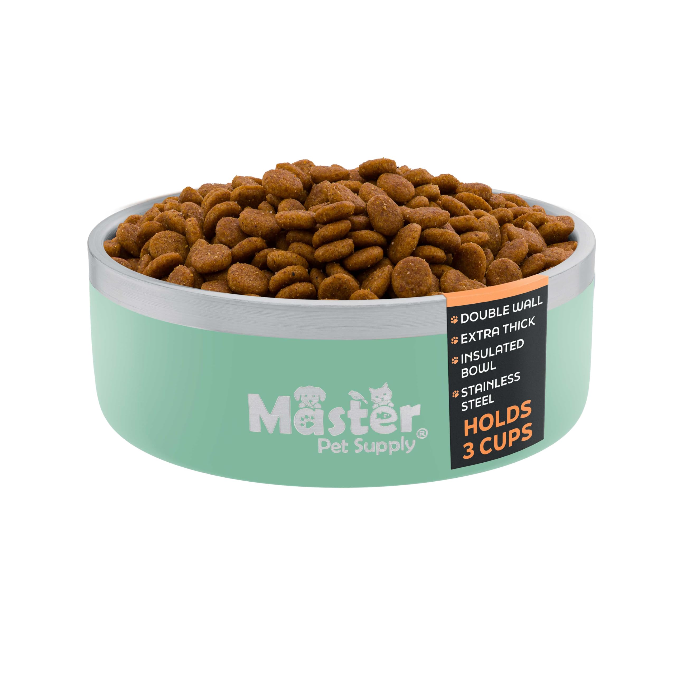 Master Pet Supply Stainless Steel Dog Bowls - 25 oz, Heavy Duty - Pistachio, Double Wall Extra-Thick Insulated, Non-Slip Pet Wat
