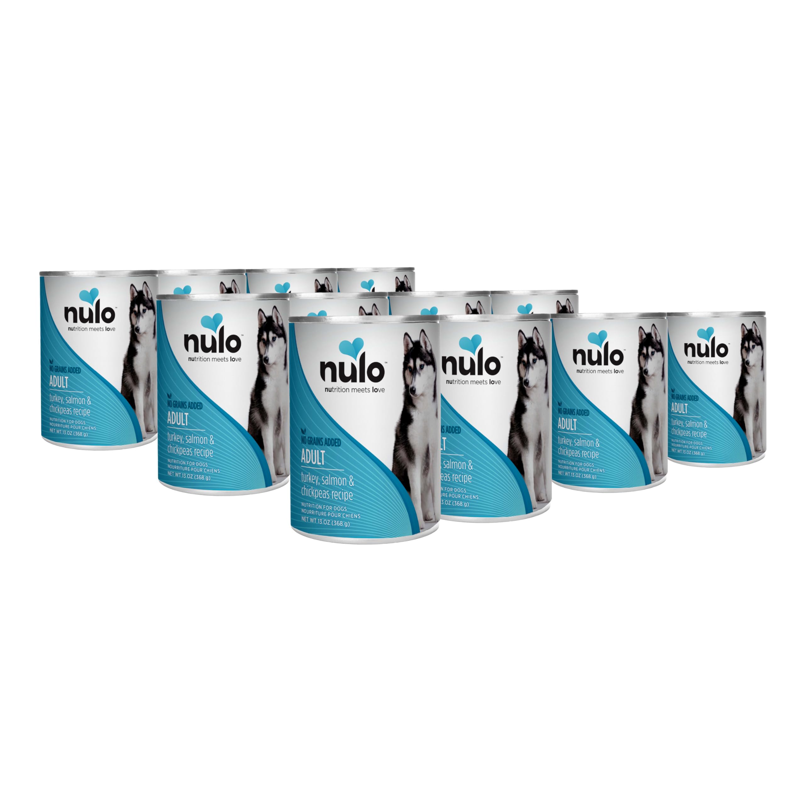 Nulo Grain-Free Turkey, Salmon, & Chickpeas Recipe Adult Wet Canned Dog Food, 13 Ounce, 12 Cans
