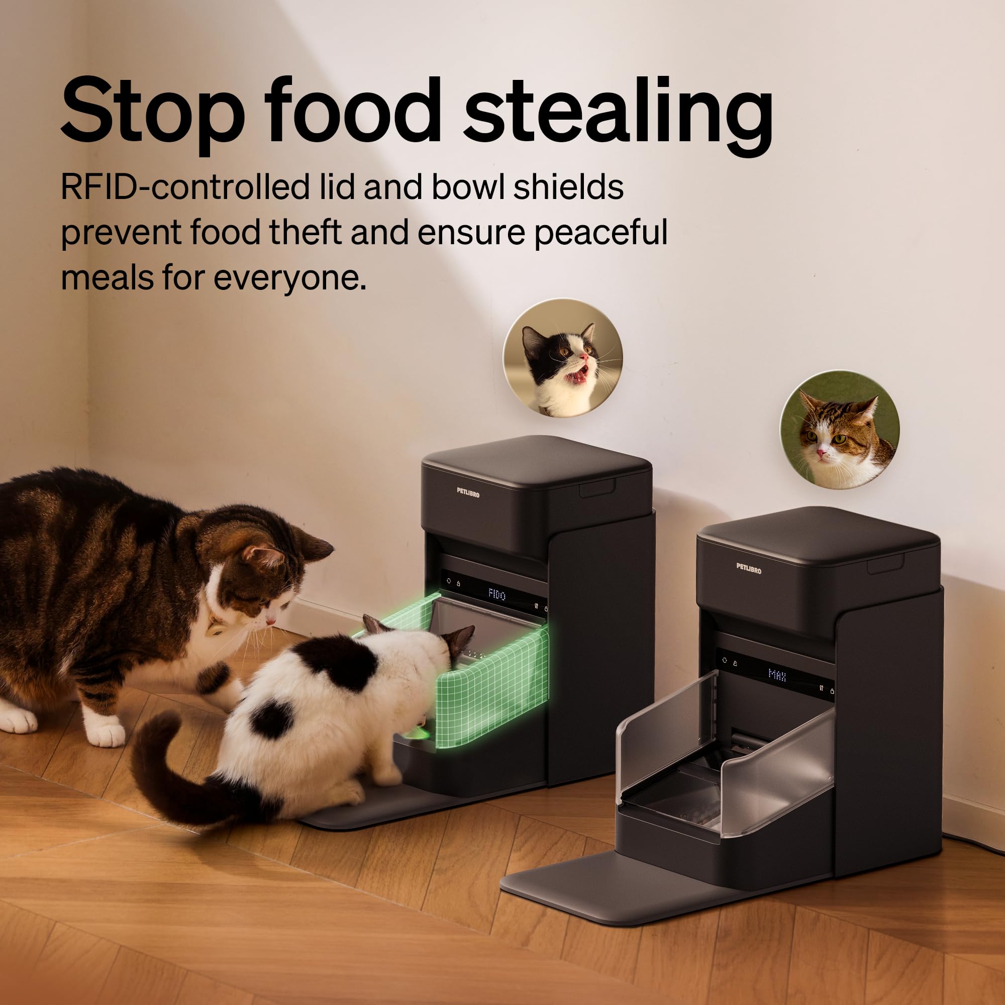 PETLIBRO RFID Automatic Cat Feeder, Collar Sensor for Personalized Meals, Cats Recognition, Diet Tracking and Anti-Stealing for