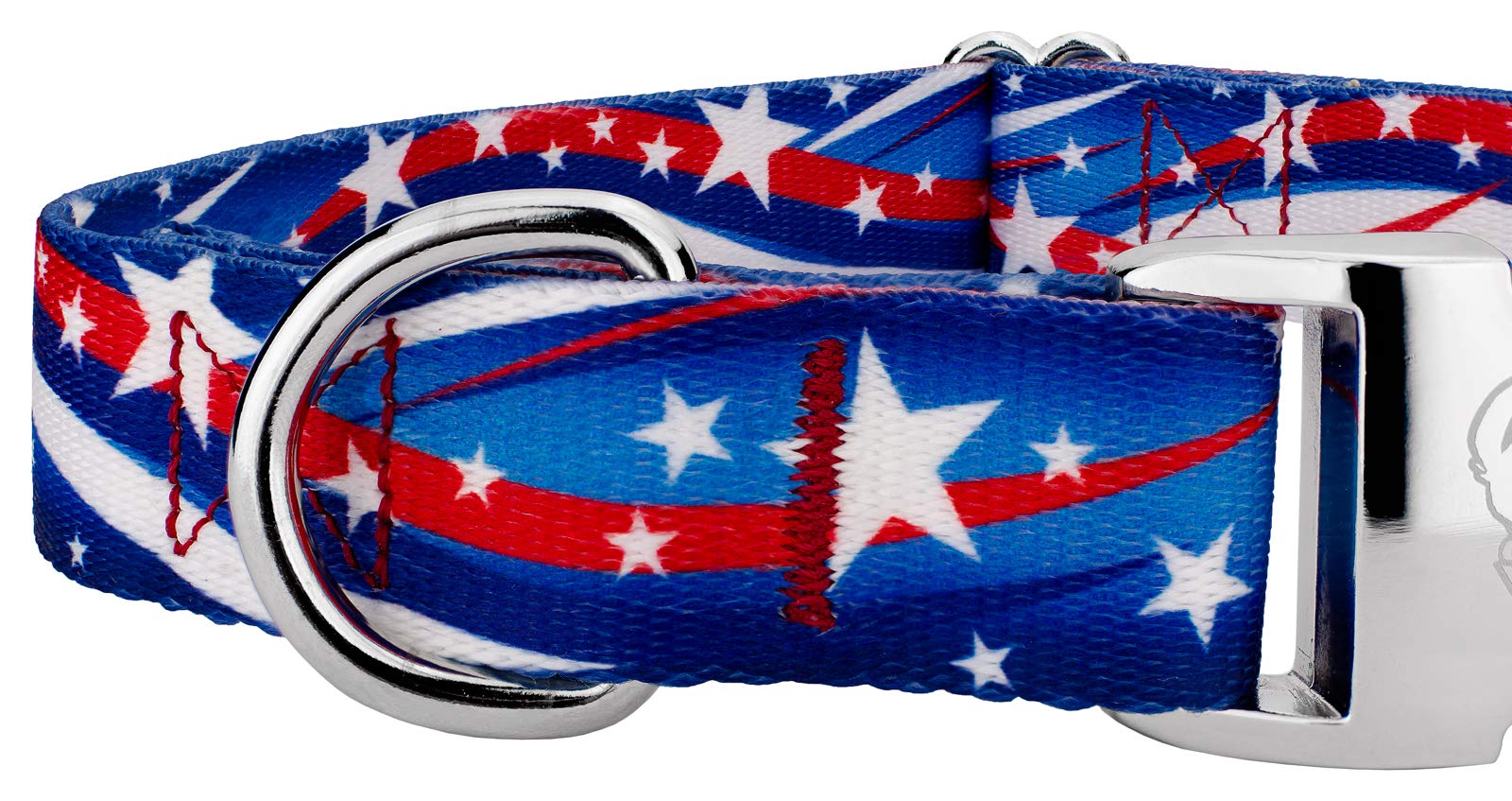 Country Brook Petz - Premium Star Spangled Dog Collar - Americana Collection Featuring Patriotic Designs (5/8 Inch, Small)