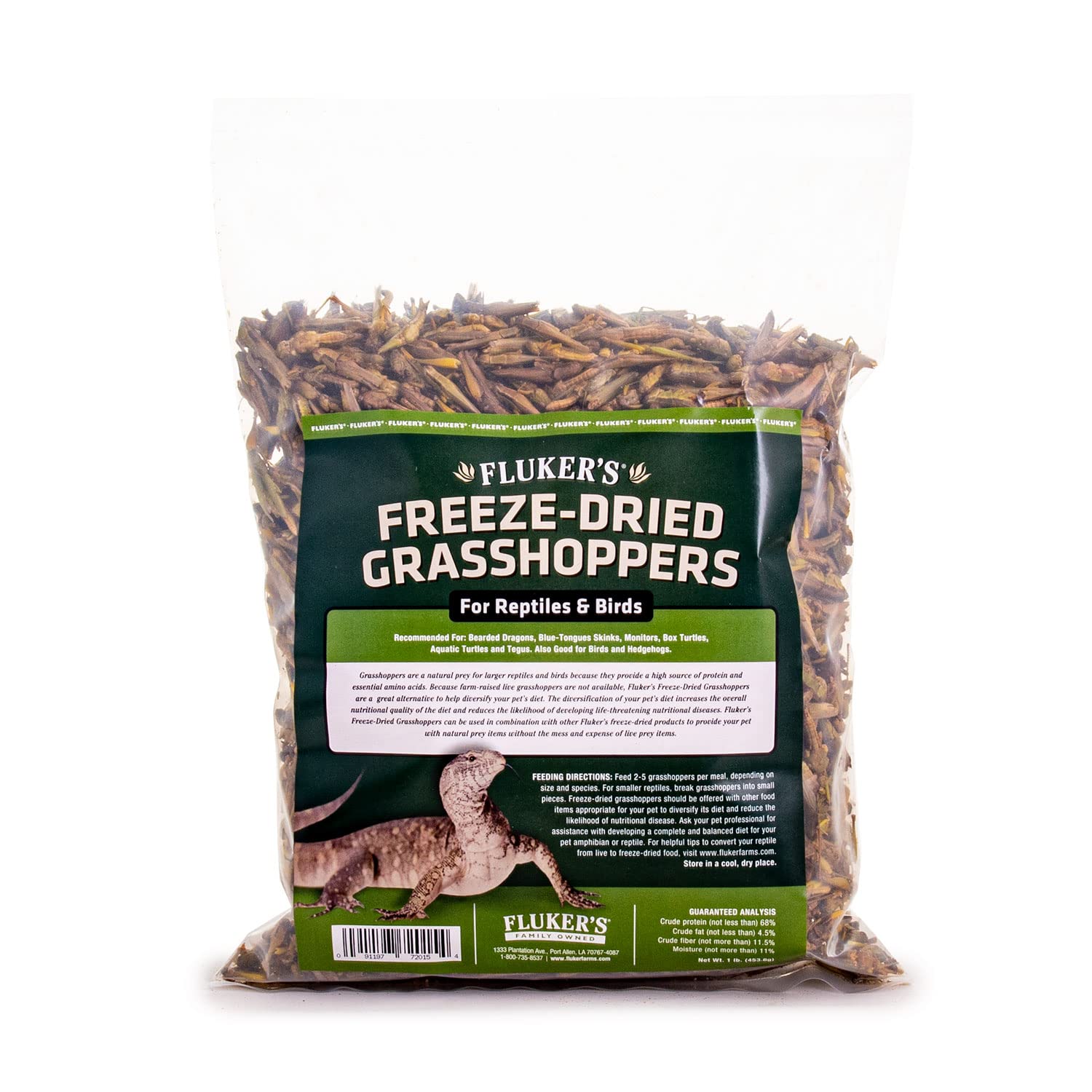 Fluker's Freeze Dried Grasshoppers for Reptiles, Packed with Protein and Essential Nutrients, 1 lb. Value Pack