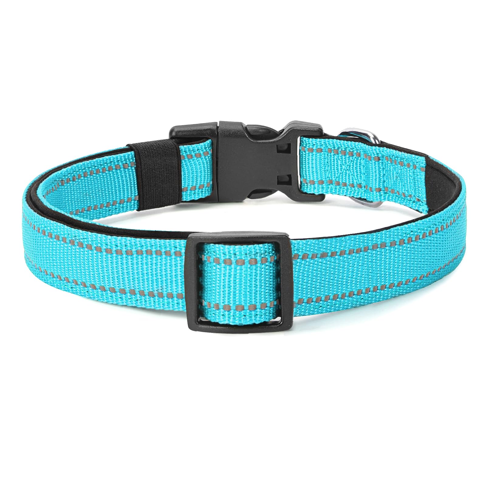 Penseepet Reflective Dog Collar Padded With Soft Neoprene Breathable Quick Release Basic Dog Collars For Medium Dogs Sky Blue Boy