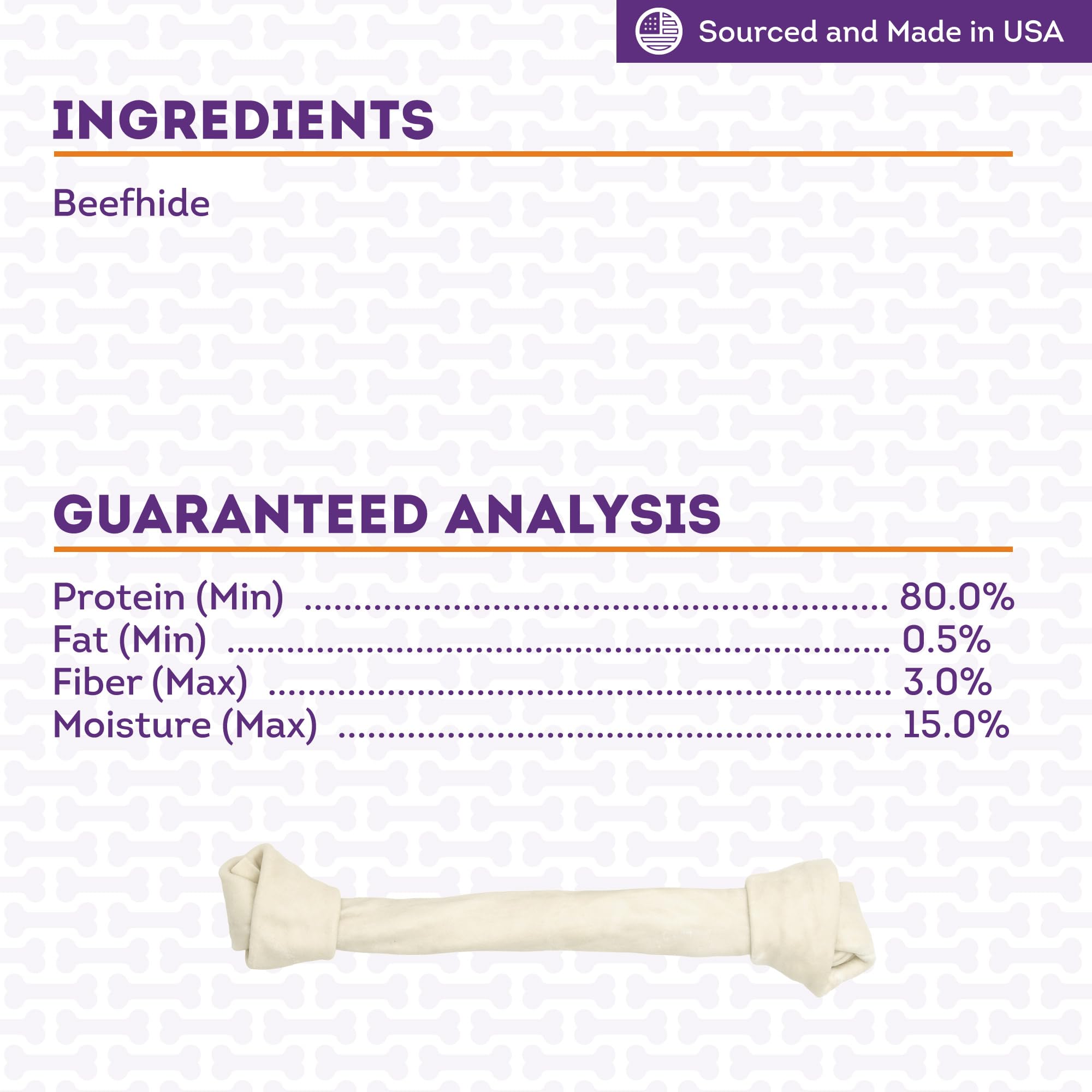 Treatly USA Beefhide Bones 15-17 Dog Chew Treats - Natural Flavor, 1 Count/1 Pack